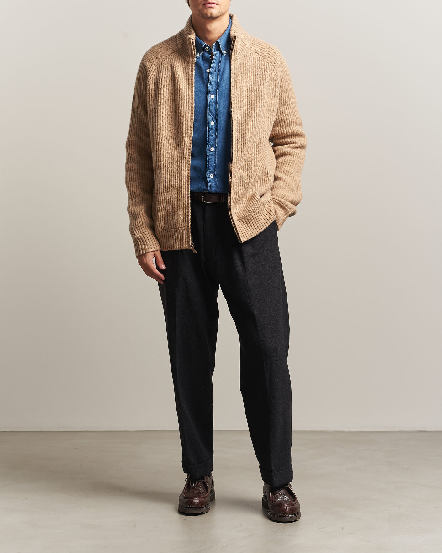 Homme | Pulls Et Tricots | Polo Ralph Lauren | Wool/Cashmere Full-Zip Camel Melange