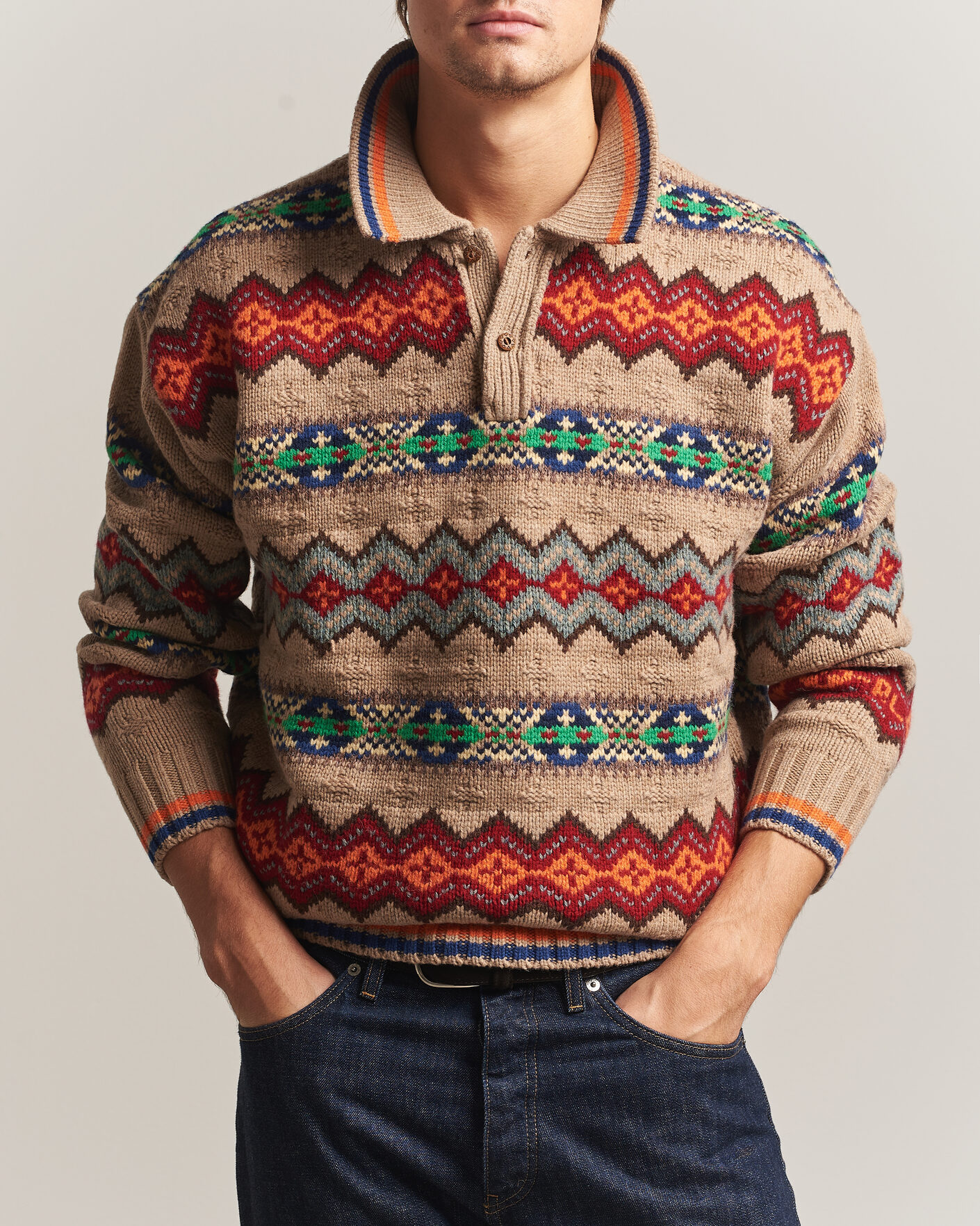 Homme | Pulls Et Tricots | Polo Ralph Lauren | Litchfield Wool Blend Sweater Tan Multi