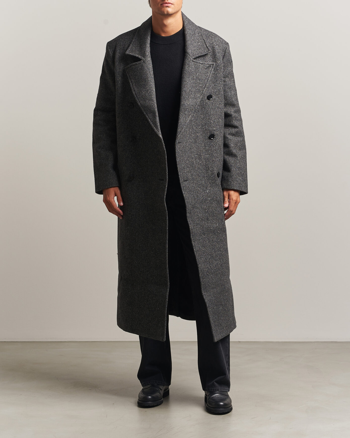 Homme | Manteaux Et Vestes | Samsøe Samsøe | Vince Wool Double Breasted Coat Dark Grey Melange