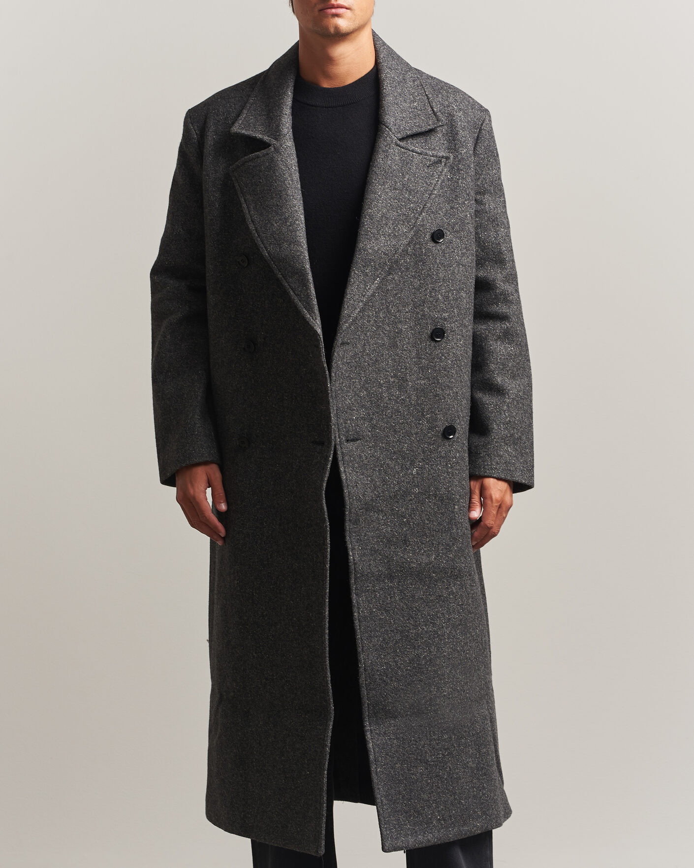 Homme | Manteaux Et Vestes | Samsøe Samsøe | Vince Wool Double Breasted Coat Dark Grey Melange