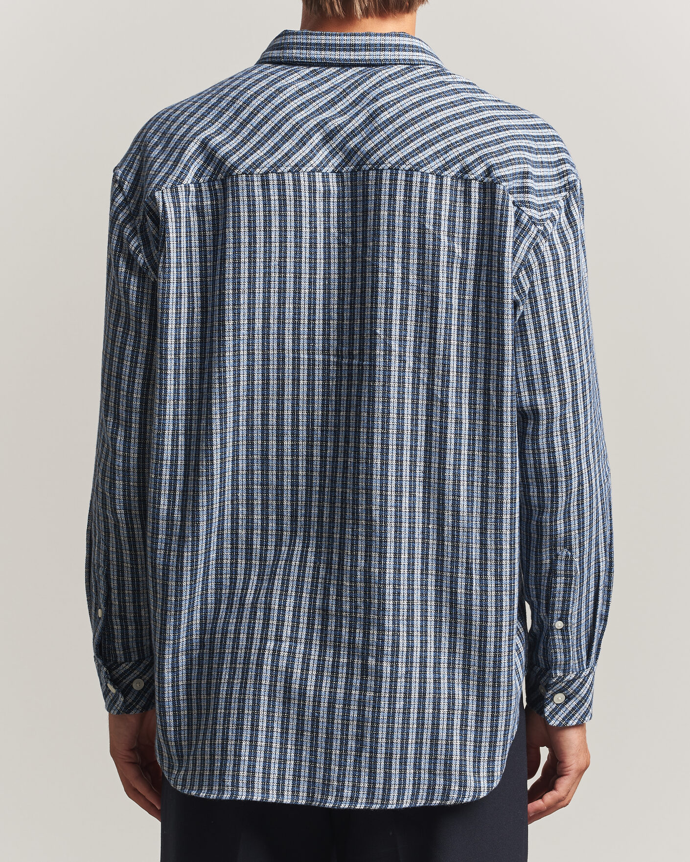 Homme | Chemises | Samsøe Samsøe | Luan Brushed Cotton Checked Shirt Cyaneus