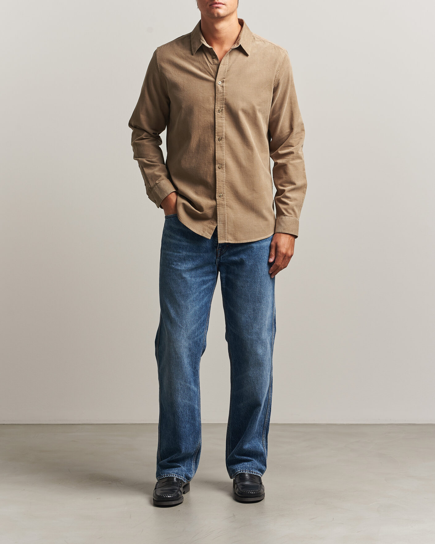 Homme | Chemises | Samsøe Samsøe | Liam Baby Cord Shirt Lead Gray