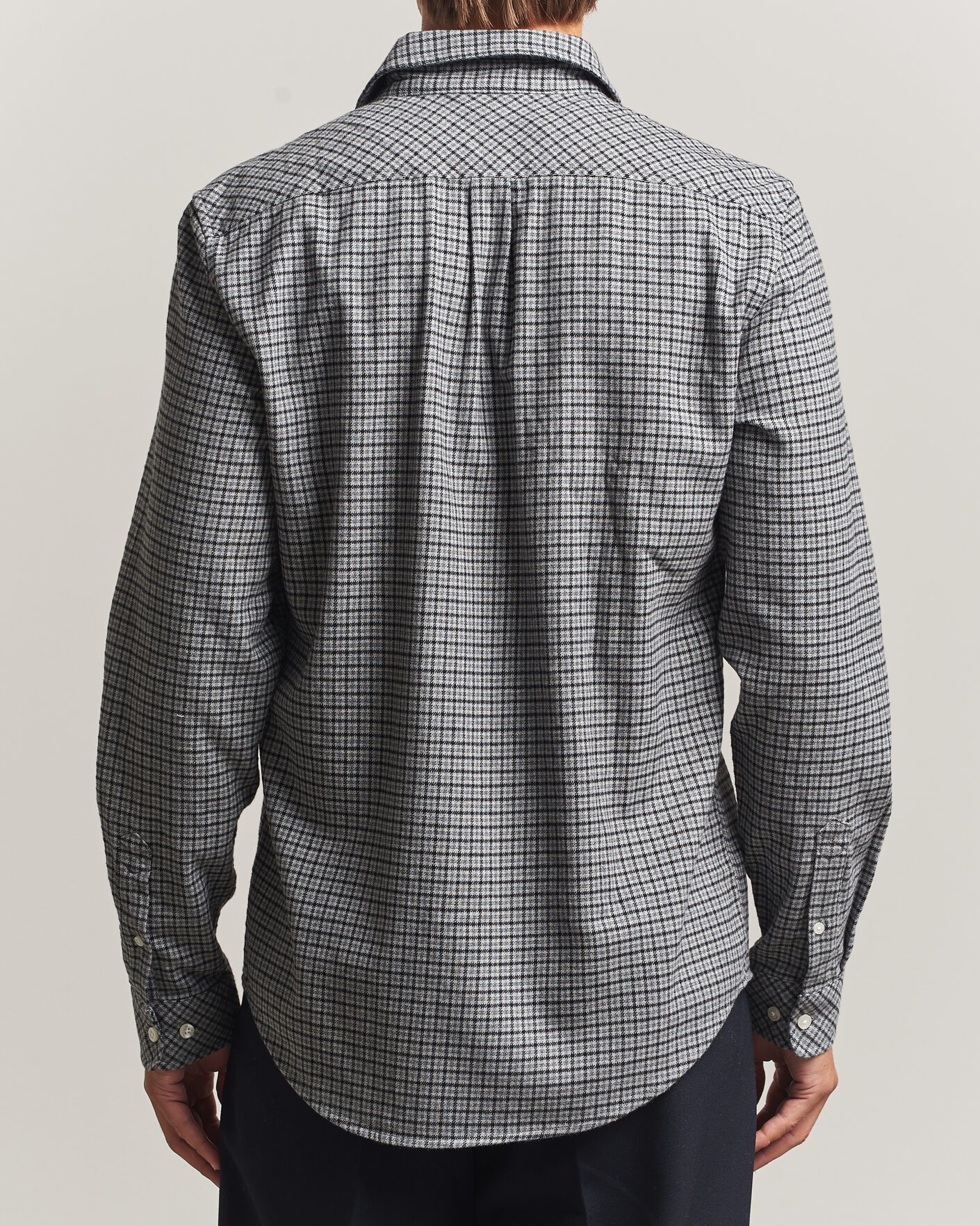 Homme | Chemises | Samsøe Samsøe | Liam Brushed Cotton Checked Shirt Grey Melange