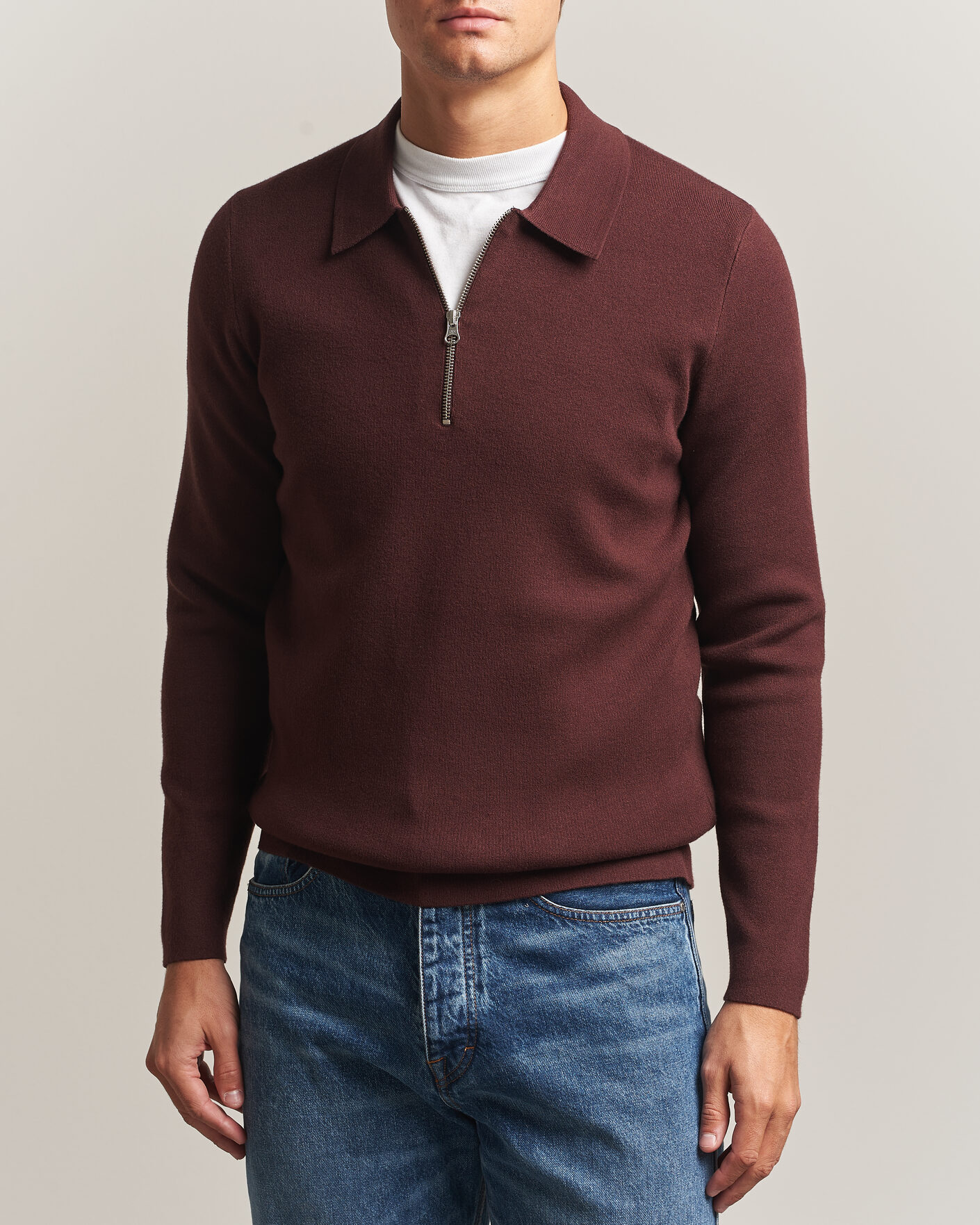 Homme | Pulls Et Tricots | Samsøe Samsøe | Guna Half Zip Bitter Chocolate