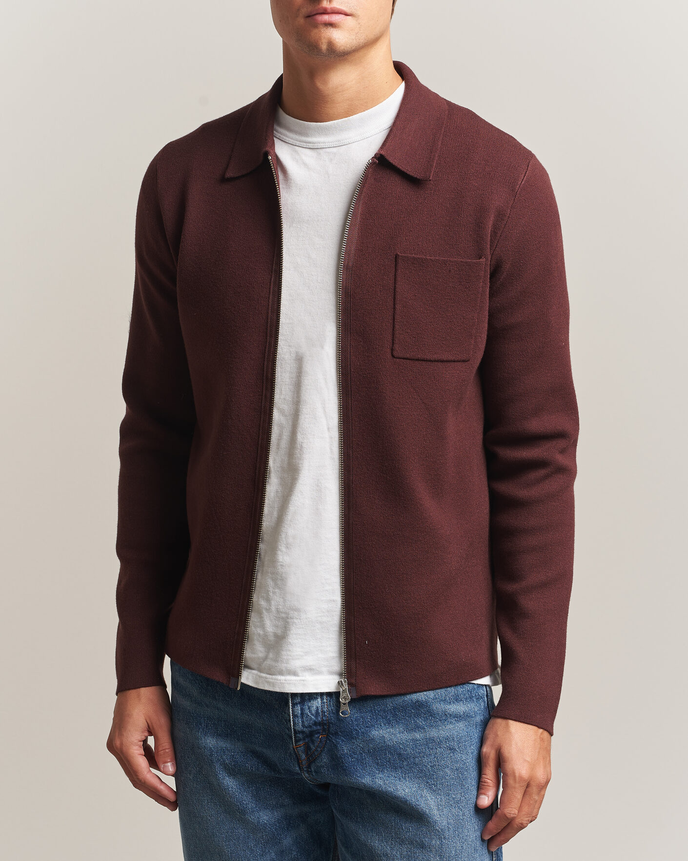 Homme | Pulls Et Tricots | Samsøe Samsøe | Guna Full Zip Bitter Chocolate