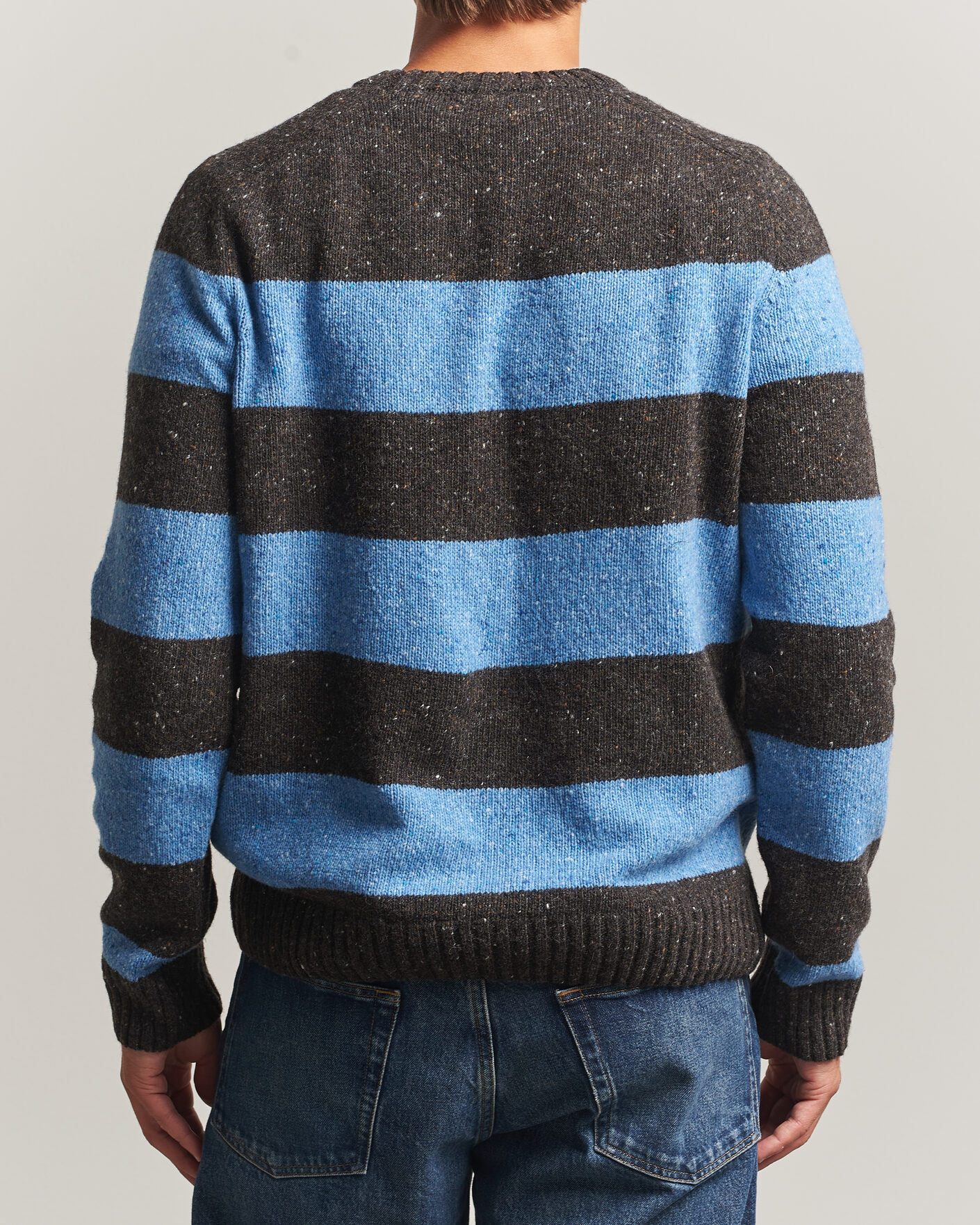 Homme | Pulls Et Tricots | Samsøe Samsøe | Nate Donegal Wool Knitted Striped Sweater Brown/Blue