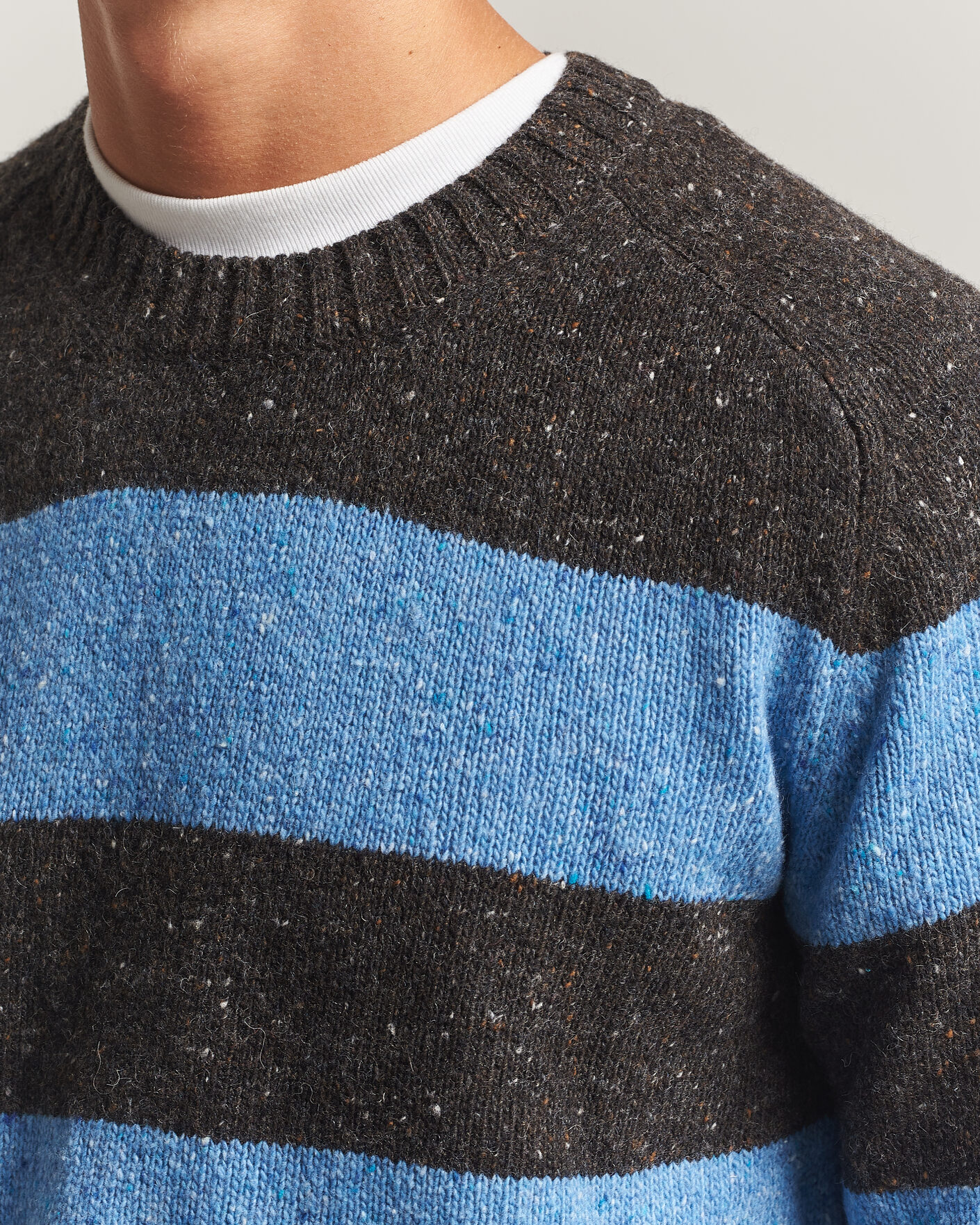 Homme | Pulls Et Tricots | Samsøe Samsøe | Nate Donegal Wool Knitted Striped Sweater Brown/Blue