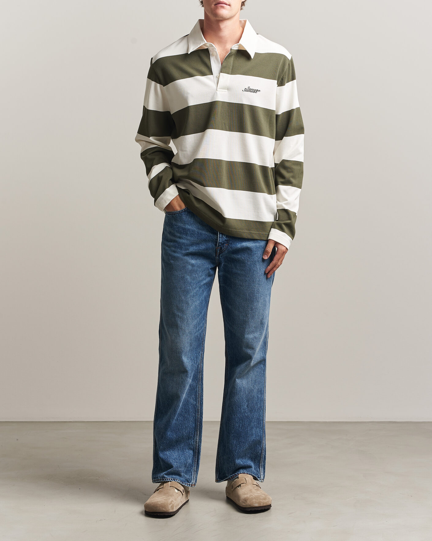 Homme | Pulls Et Tricots | Samsøe Samsøe | Kevin Barstriped Rugger Forest Night/White