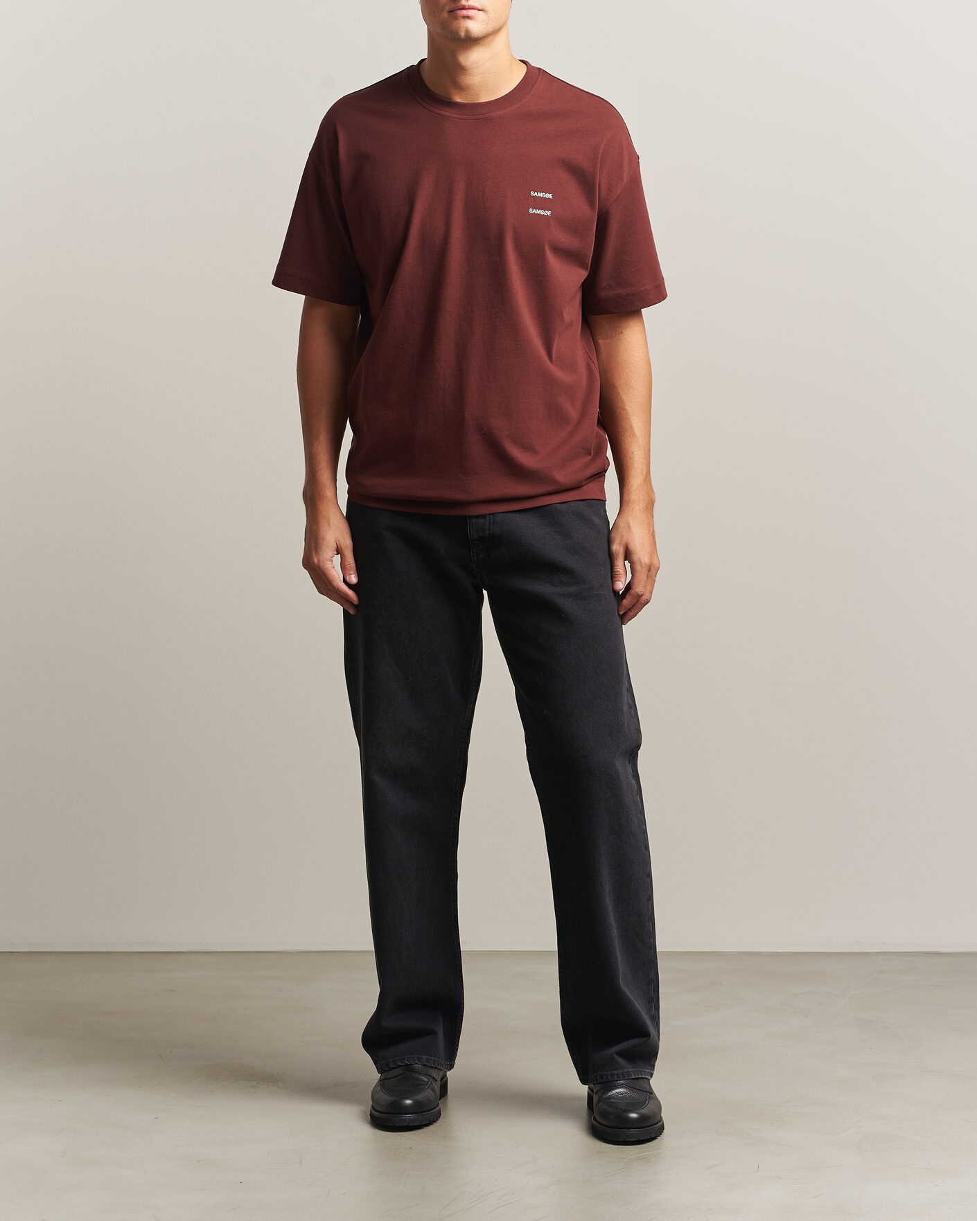 Homme | T-shirts | Samsøe Samsøe | Joel Organic Cotton T-Shirt Bitter Chocolate