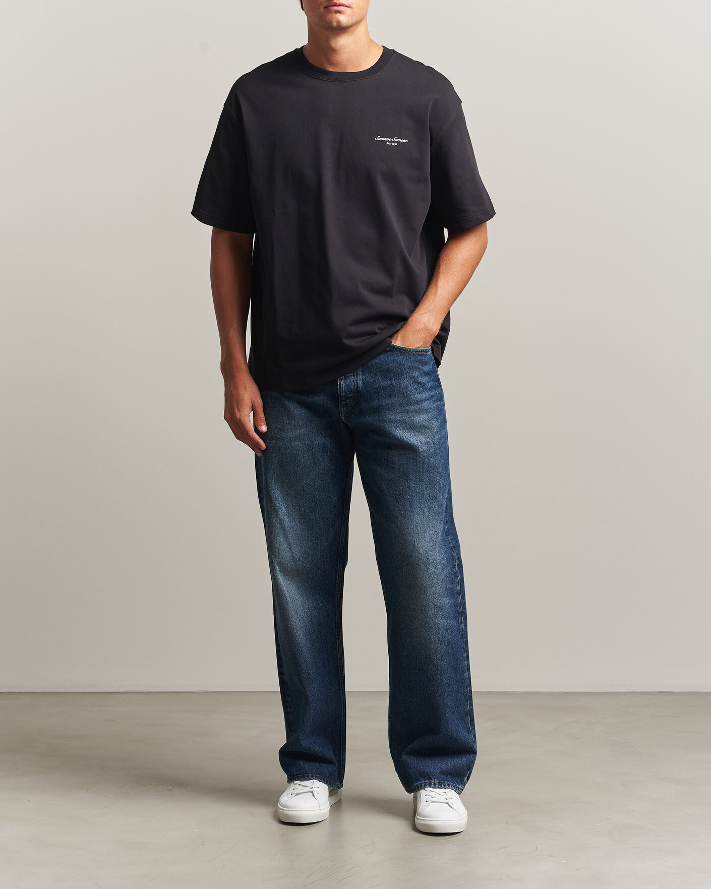 Homme | T-shirts | Samsøe Samsøe | Uni Printed Crew Neck T-Shirt Black Building