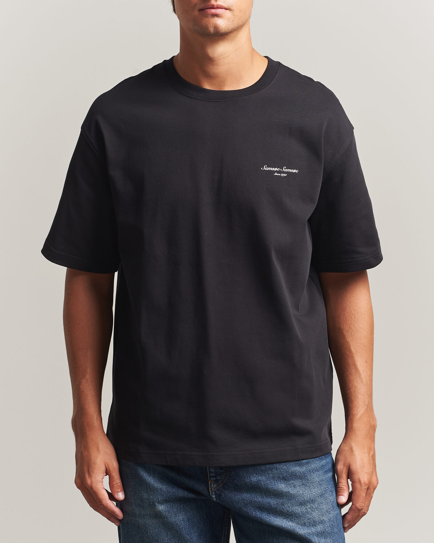 Homme | T-shirts | Samsøe Samsøe | Uni Printed Crew Neck T-Shirt Black Building