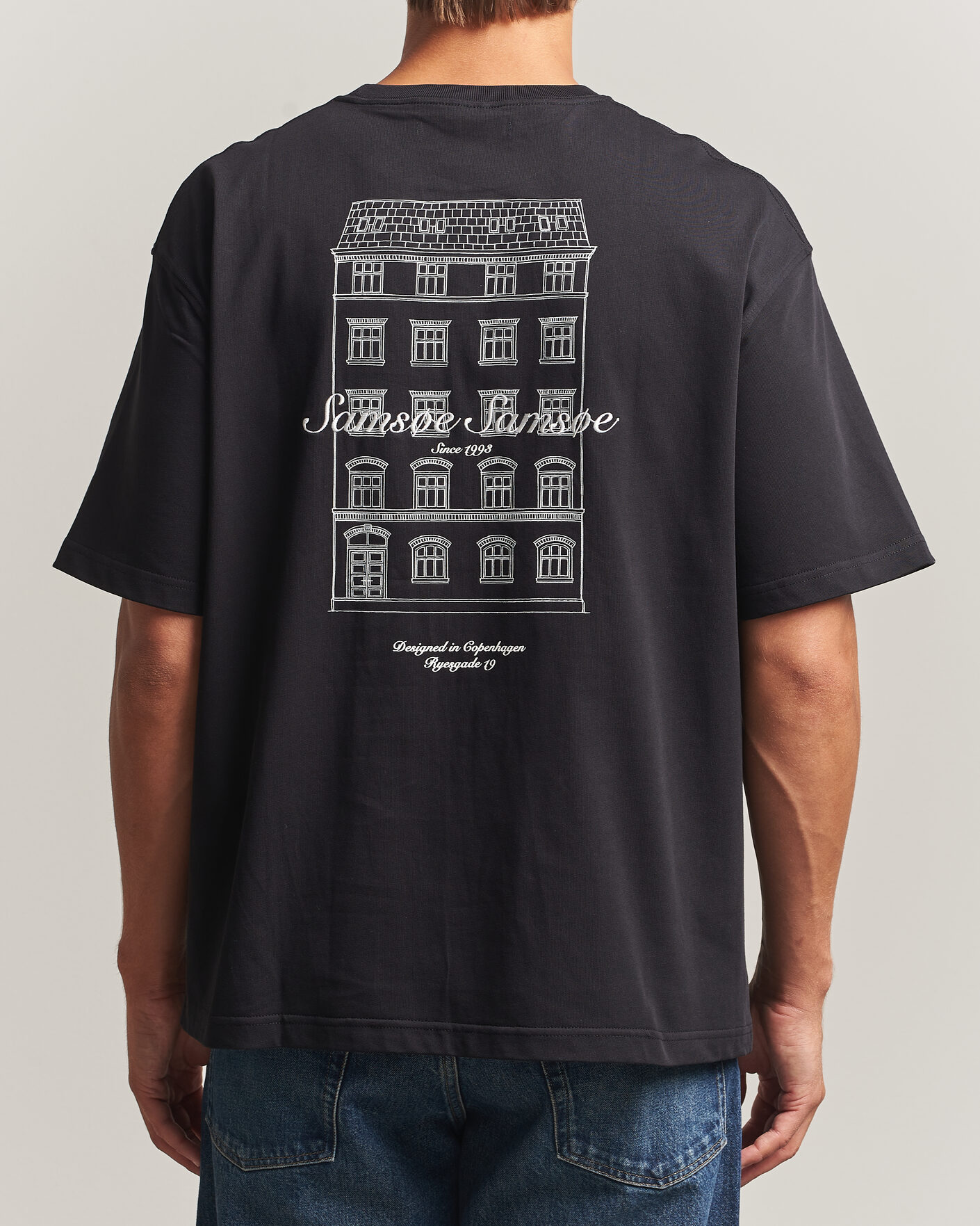 Homme | T-shirts | Samsøe Samsøe | Uni Printed Crew Neck T-Shirt Black Building