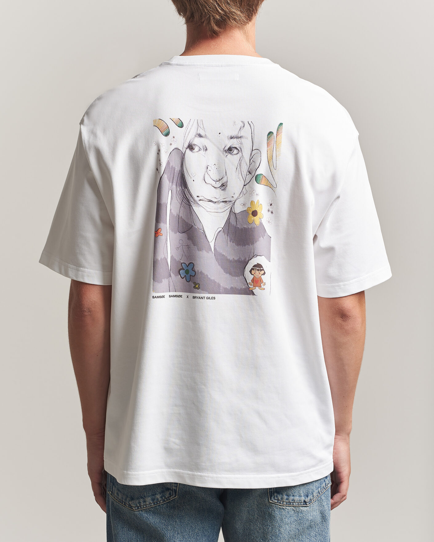 Homme | T-shirts | Samsøe Samsøe | Giles Printed Crew Neck T-Shirt White Flowers