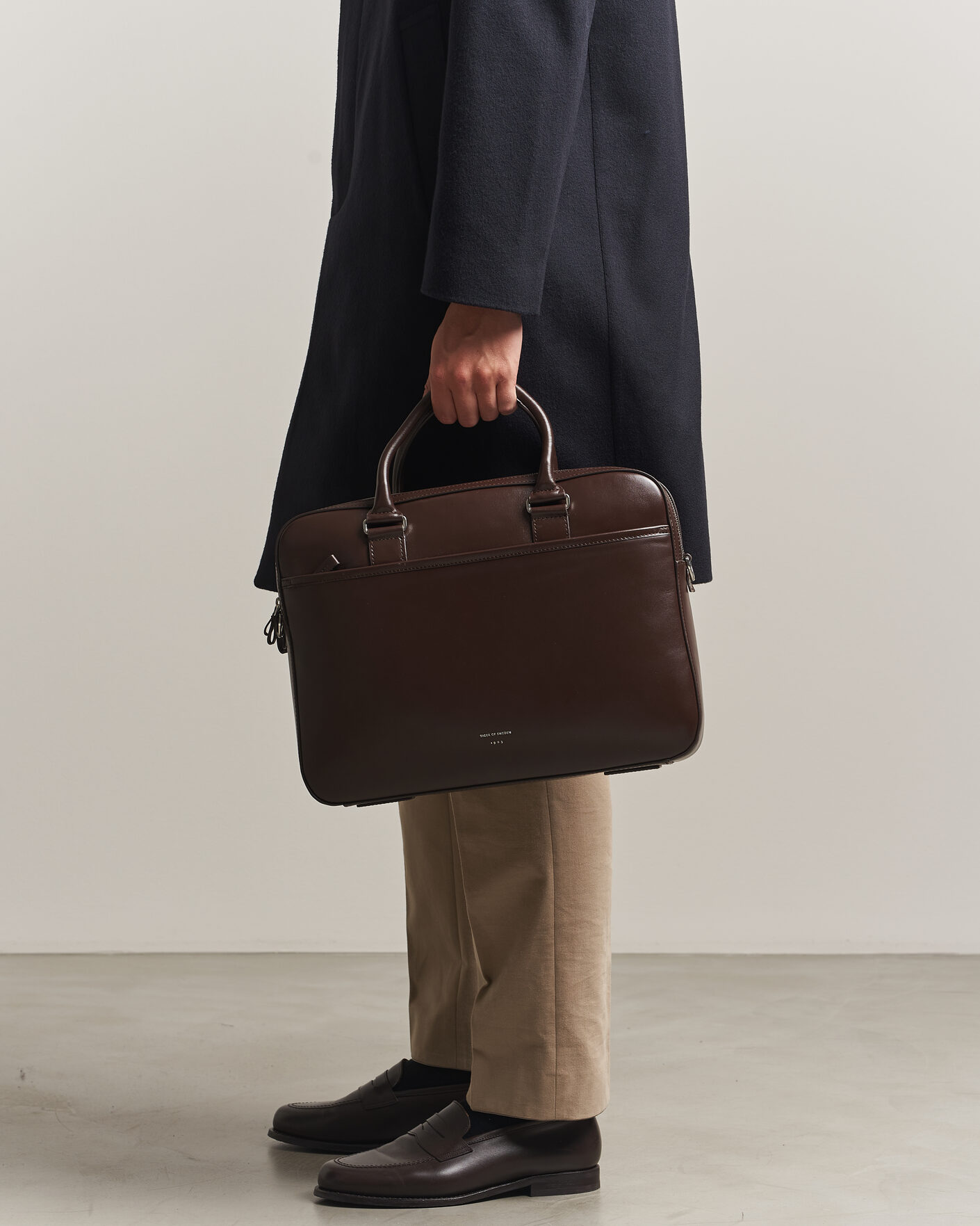 Homme | Sacs | Tiger of Sweden | Burin Smooth Leather Briefcase Dark Brown