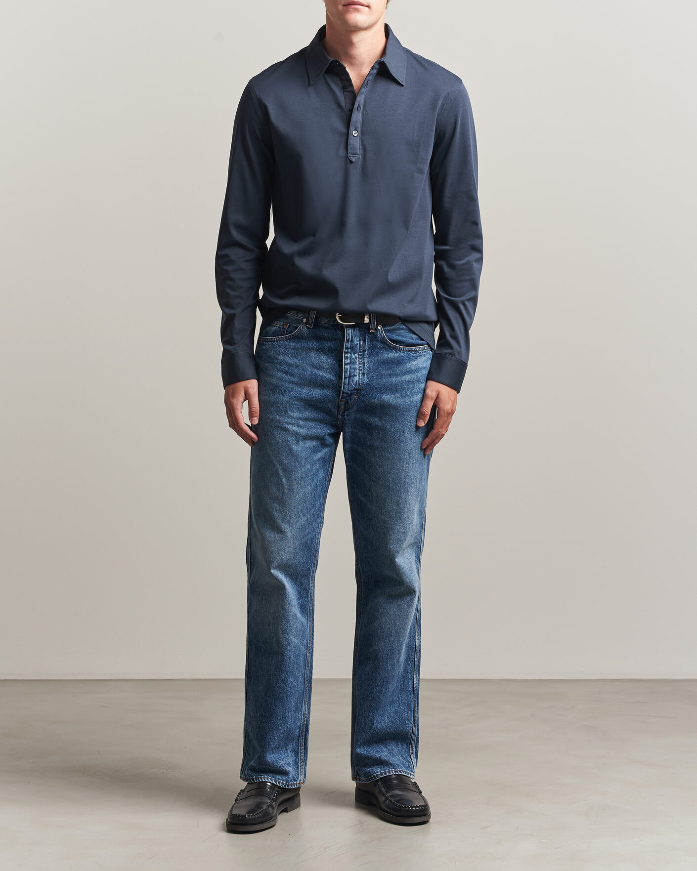 Homme | Polos | Tiger of Sweden | Tanner Mercerized Cotton Polo Light Ink