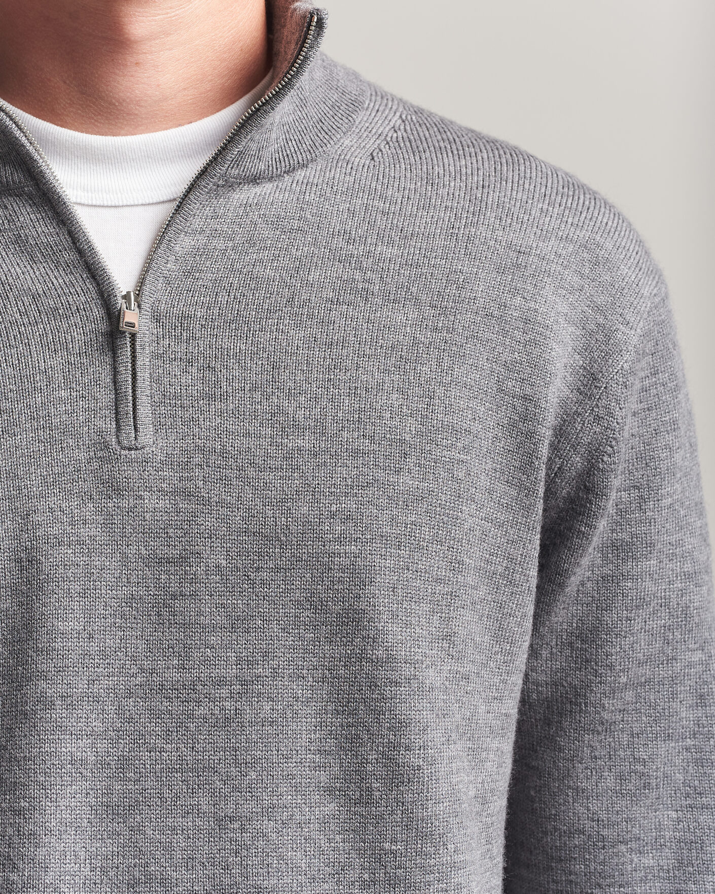 Homme | Pulls Et Tricots | Tiger of Sweden | Travis Wool Half Zip Concrete Melange
