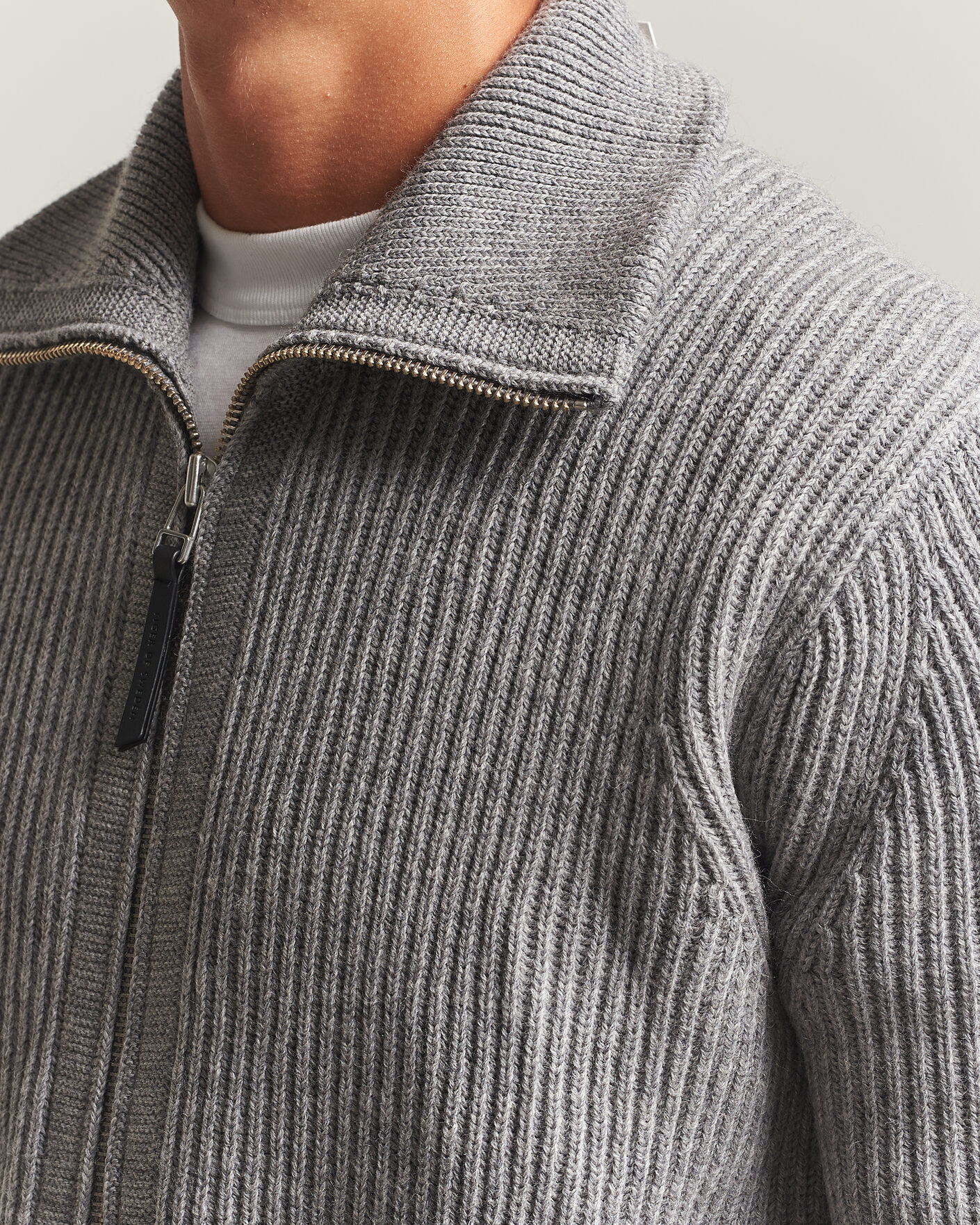 Homme | Pulls Et Tricots | Tiger of Sweden | Niall Wool Heavy Knitted Full Zip Grey Melange