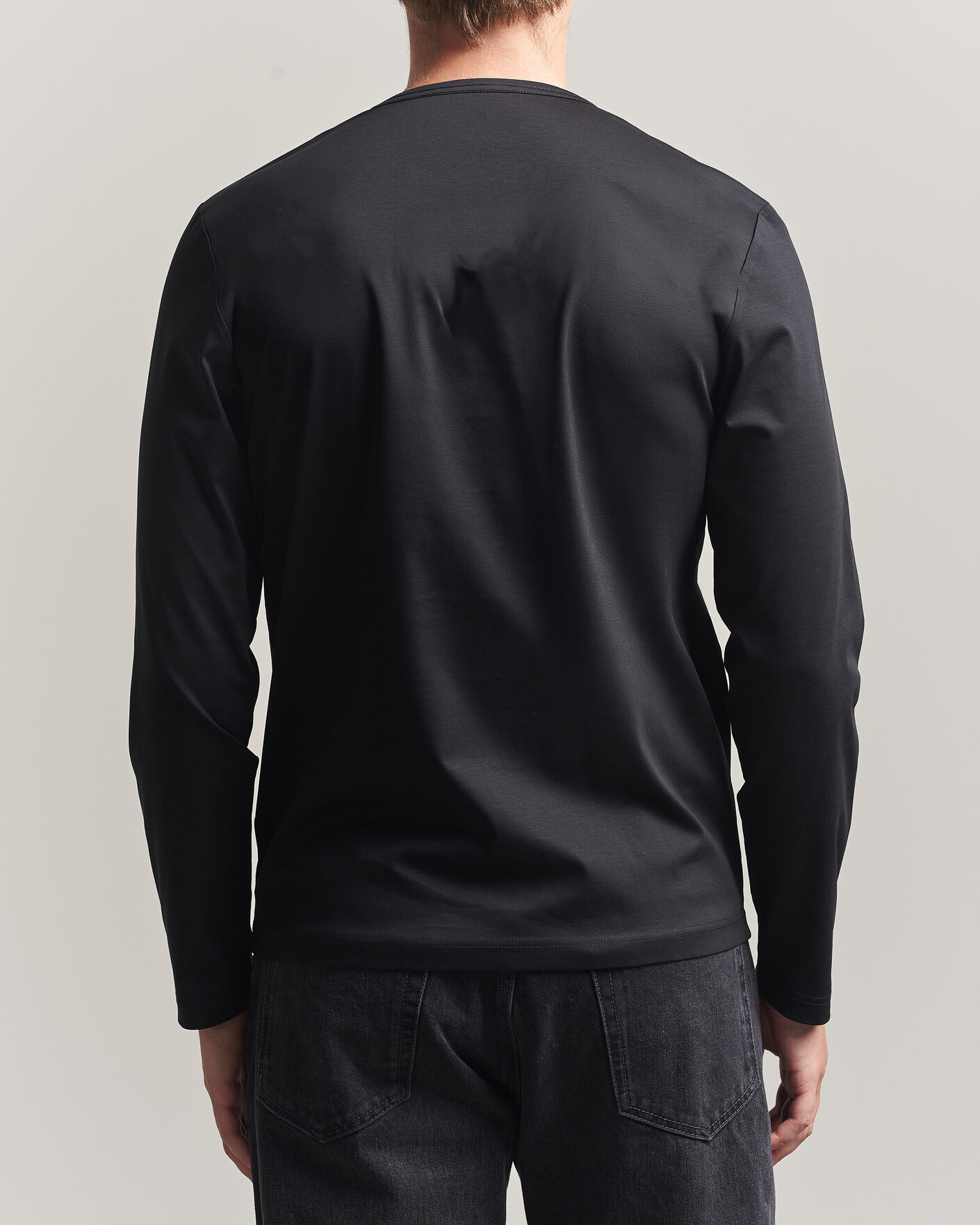 Homme | T-shirts | Tiger of Sweden | Olaf Mercerized Cotton Long Sleeve T-Shirt Black