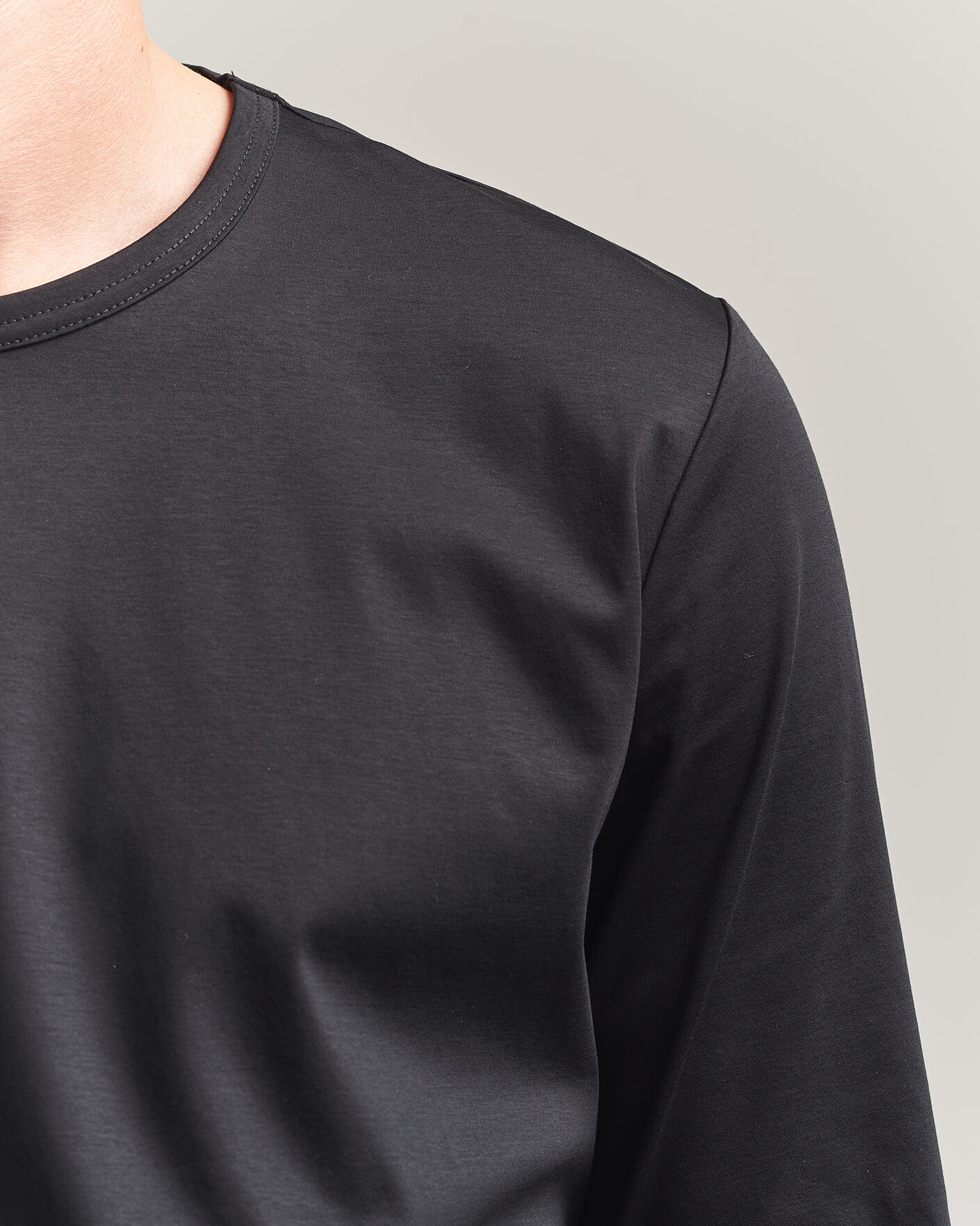 Homme | T-shirts | Tiger of Sweden | Olaf Mercerized Cotton Long Sleeve T-Shirt Black