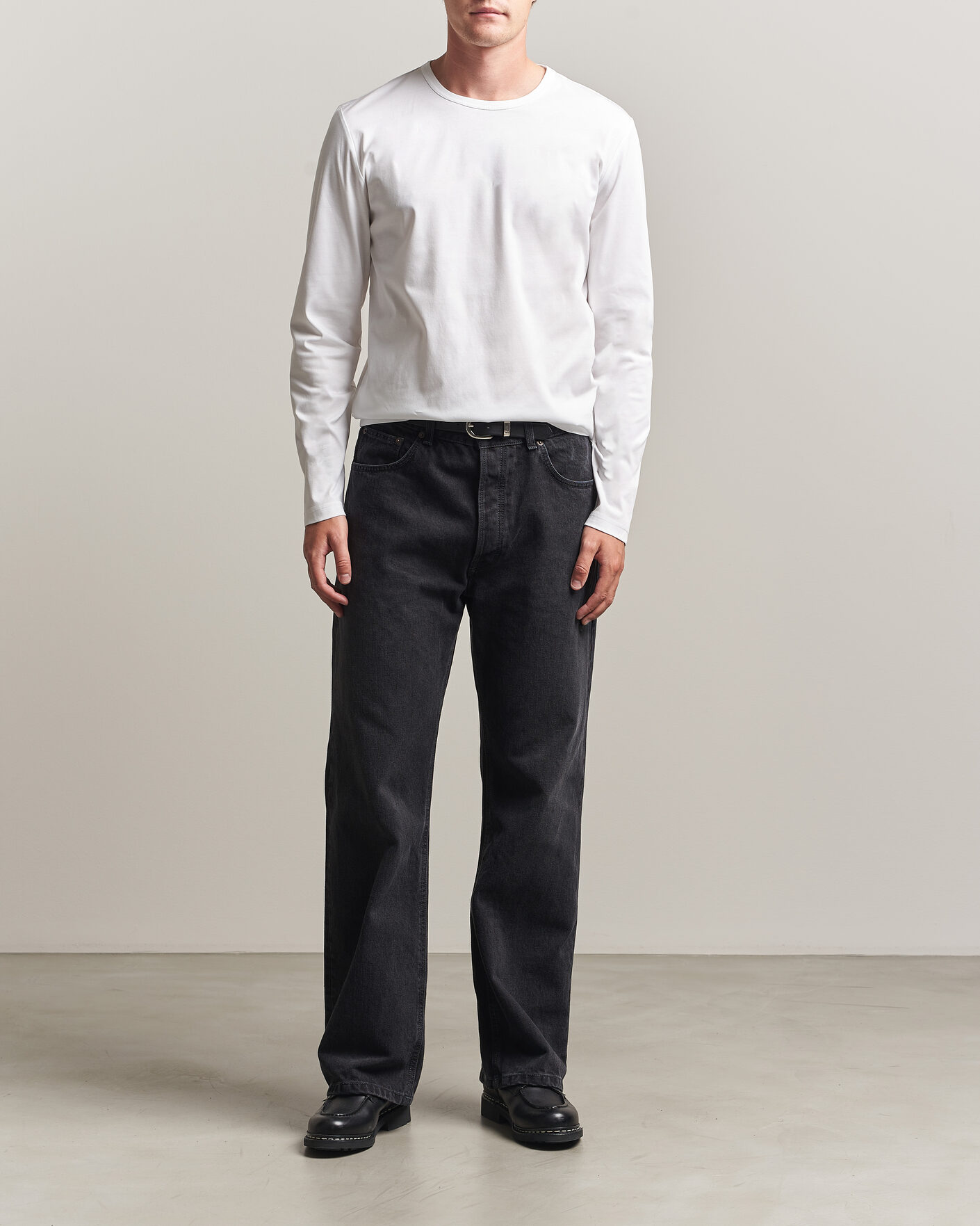Homme | T-shirts | Tiger of Sweden | Olaf Mercerized Cotton Long Sleeve T-Shirt Pure White