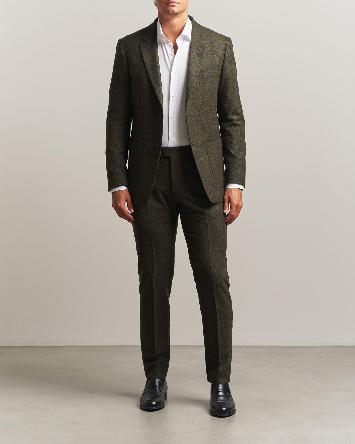 Homme | Pantalons | Tiger of Sweden | Tenuta Wool Flannel Suit Trousers Muted Canopy