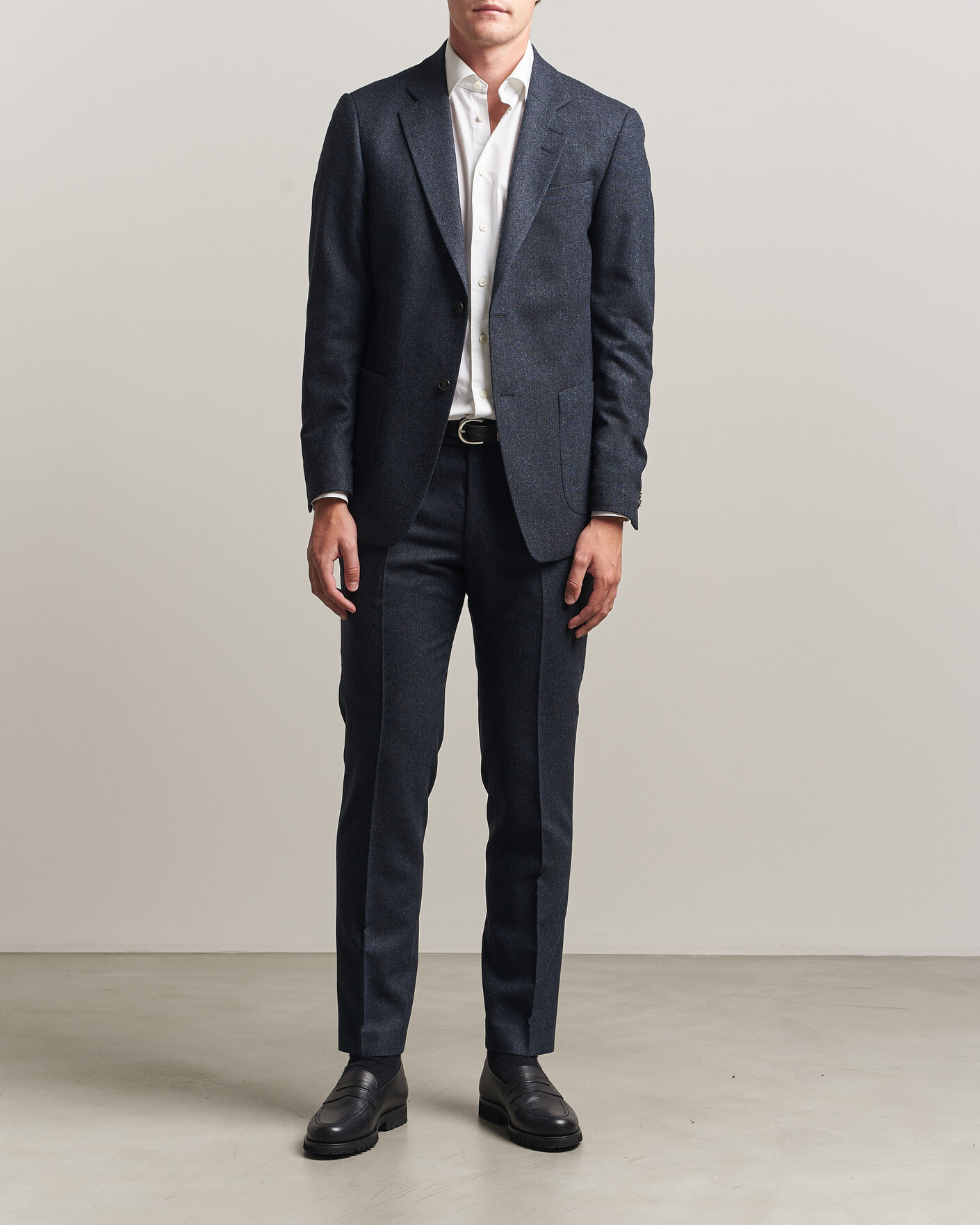 Homme | Pantalons | Tiger of Sweden | Tenuta Wool Flannel Suit Trousers Midnight Blue