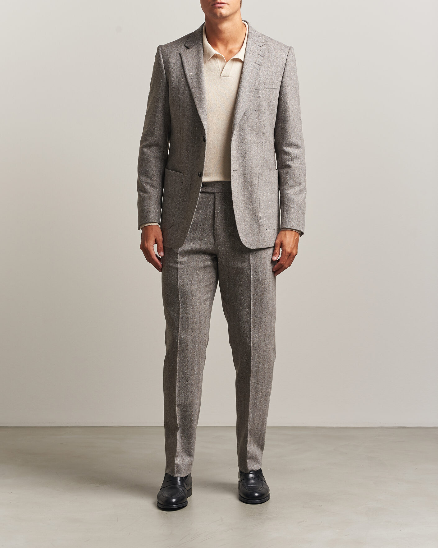 Homme | Pantalons | Tiger of Sweden | Tense Wool Donegal Suit Trousers Dark Stone
