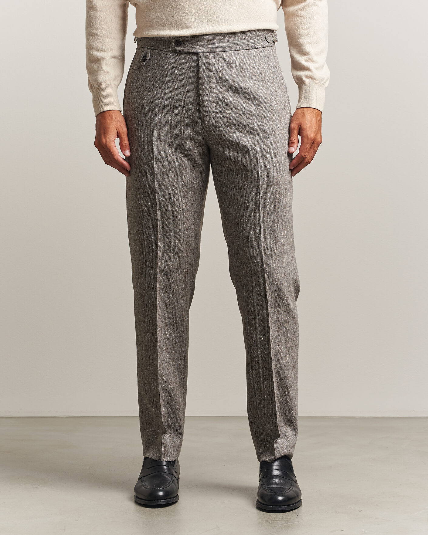 Homme | Pantalons | Tiger of Sweden | Tense Wool Donegal Suit Trousers Dark Stone
