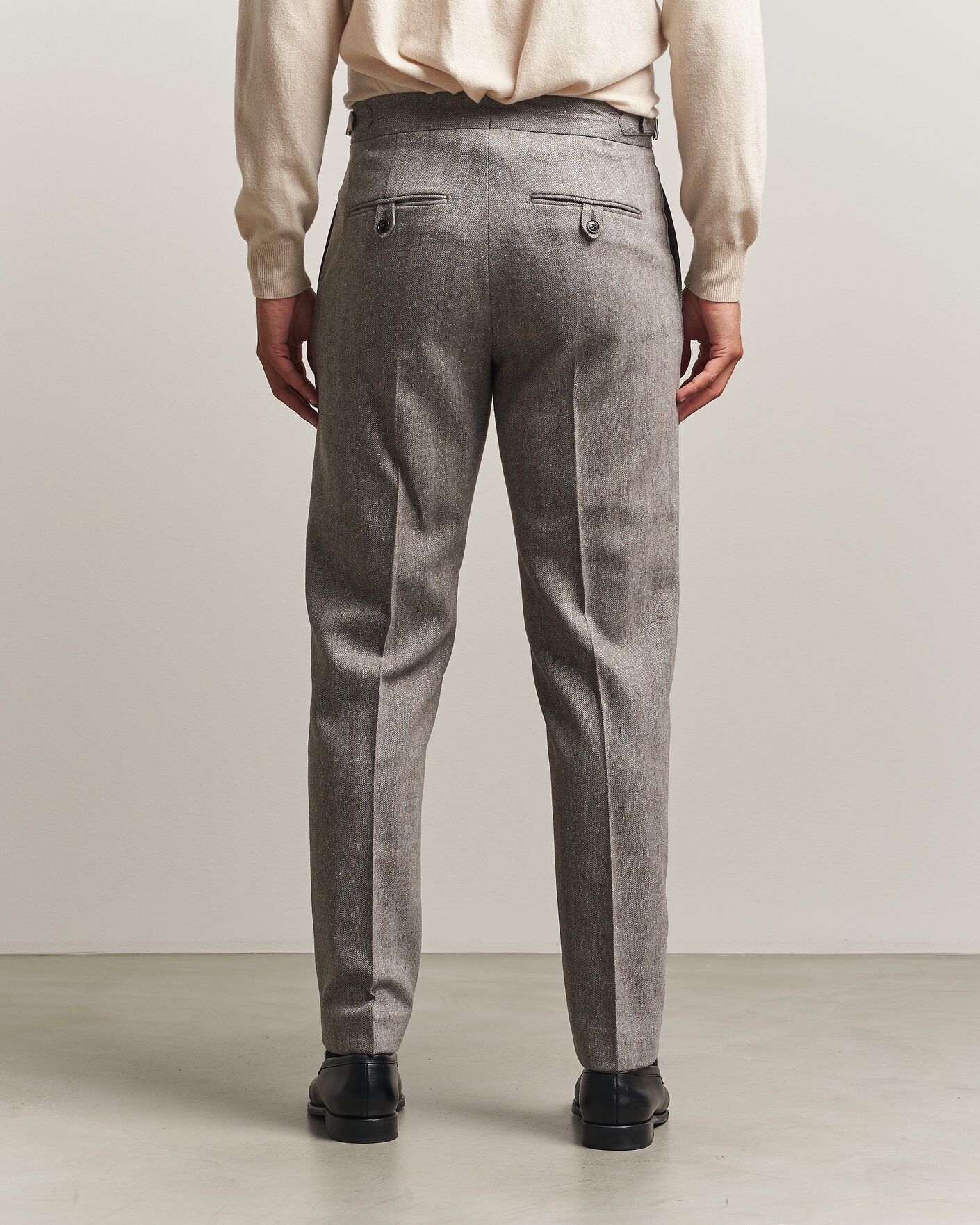 Homme | Pantalons | Tiger of Sweden | Tense Wool Donegal Suit Trousers Dark Stone