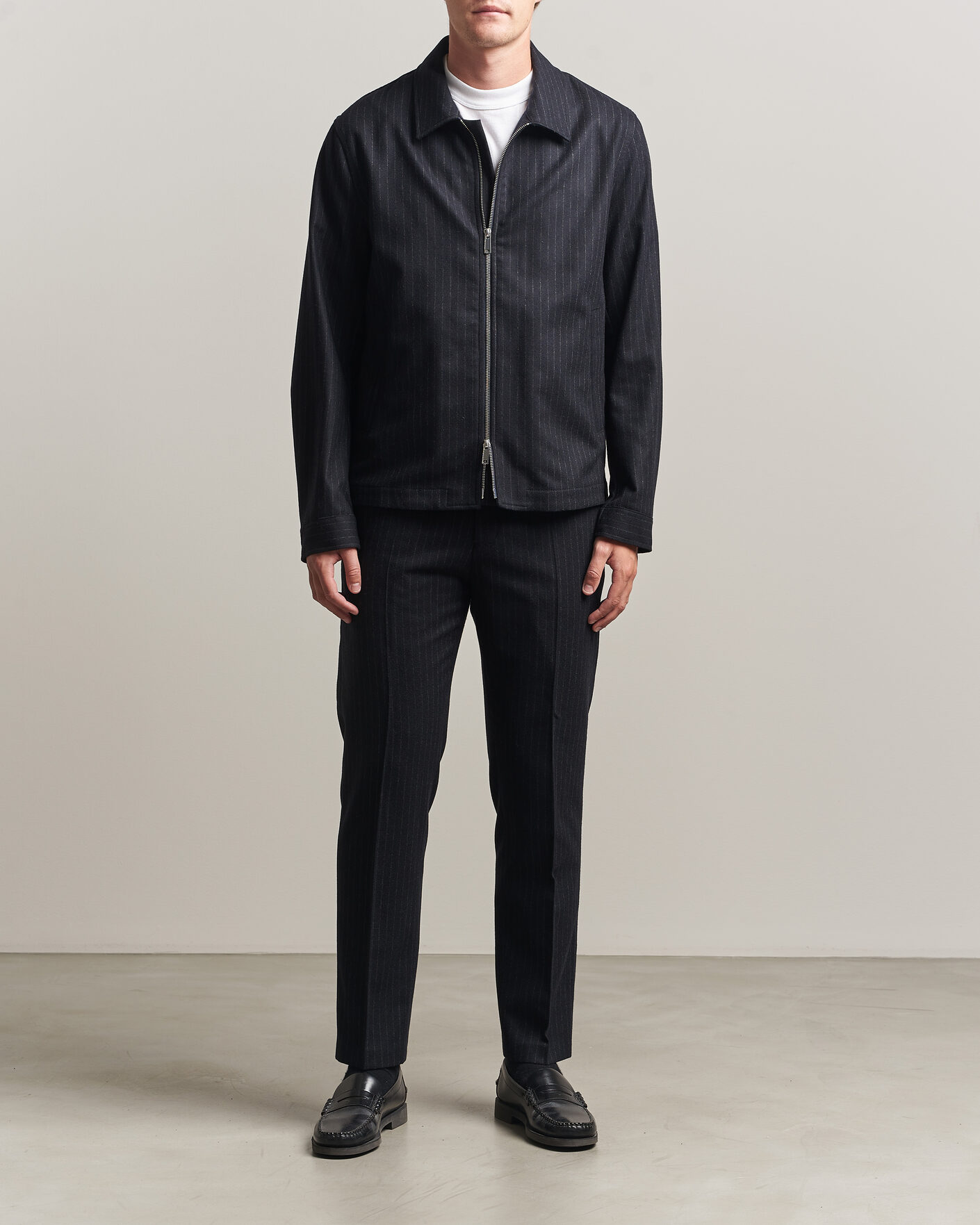 Homme | Manteaux Et Vestes | Tiger of Sweden | Barnaby Wool Pinstriped Shirt Jacket Blue Function