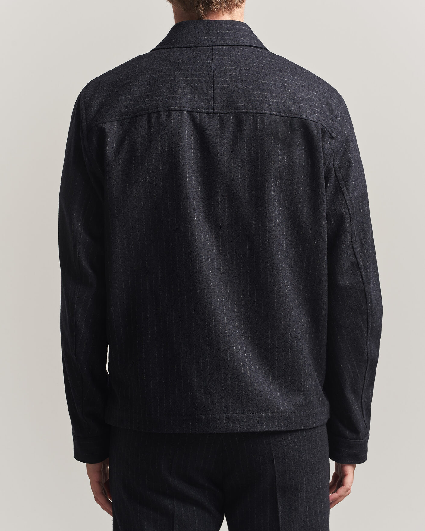 Homme | Manteaux Et Vestes | Tiger of Sweden | Barnaby Wool Pinstriped Shirt Jacket Blue Function