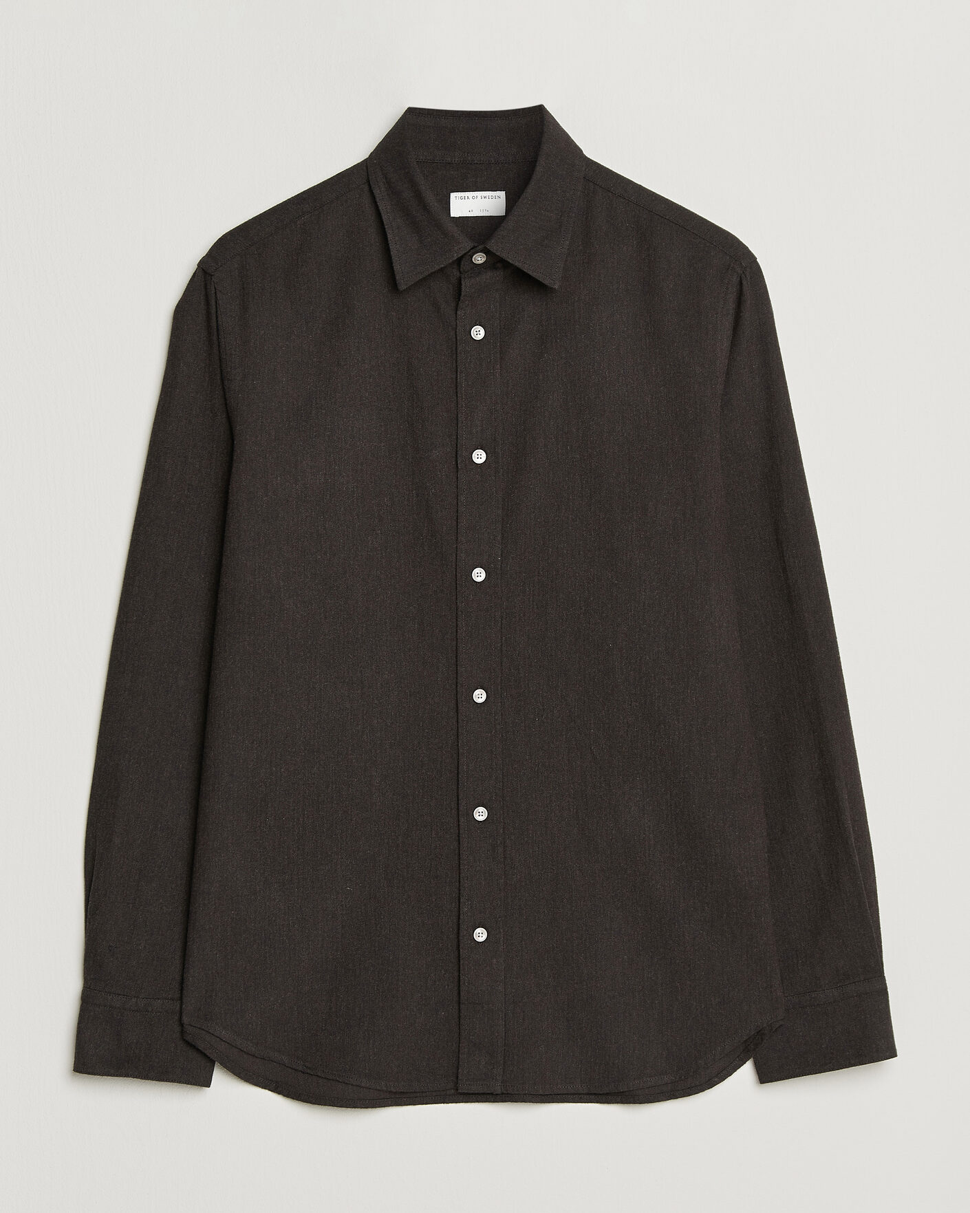 Homme | Chemises | Tiger of Sweden | Bjorn Brushed Cotton Shirt Espresso