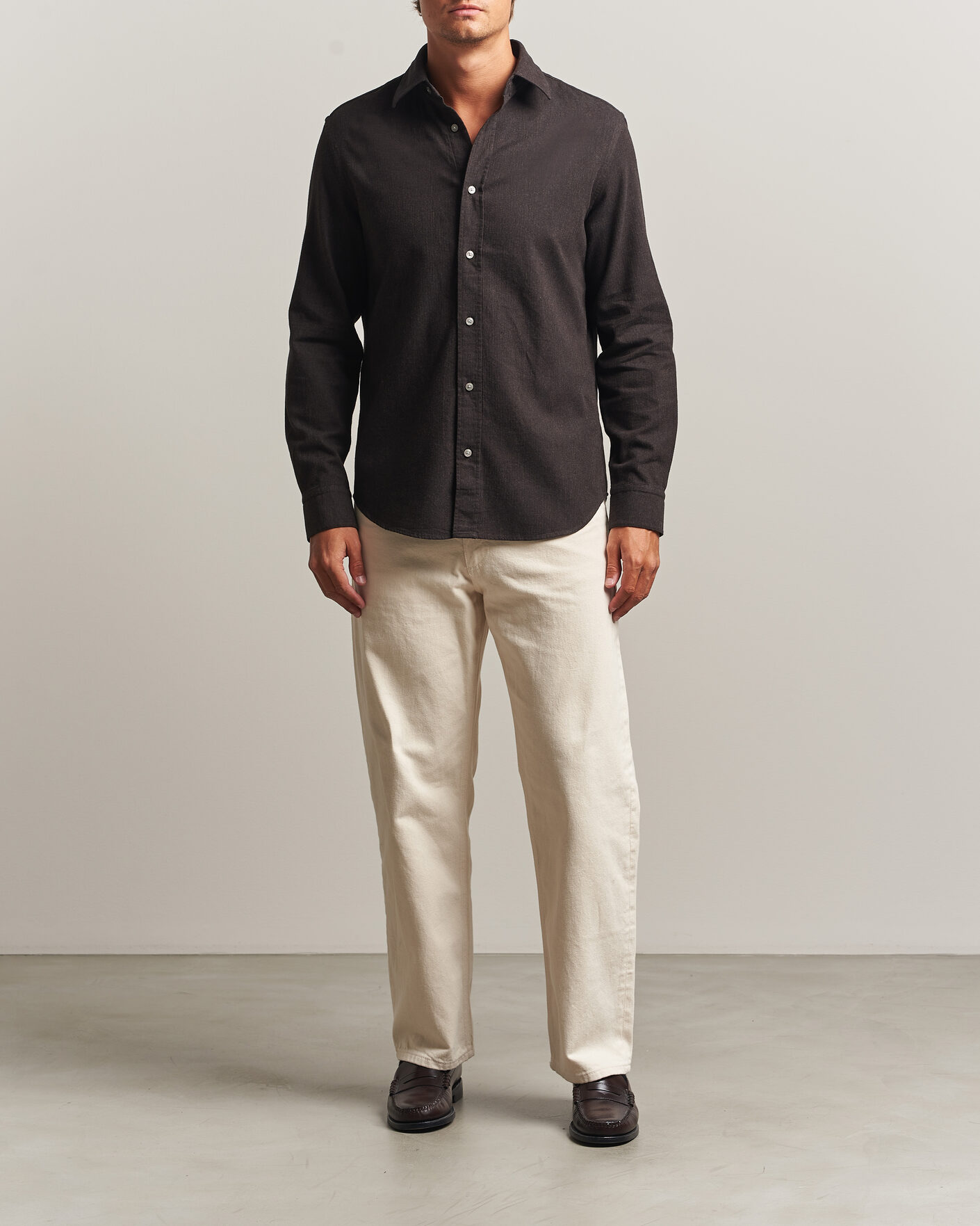 Homme | Chemises | Tiger of Sweden | Bjorn Brushed Cotton Shirt Espresso