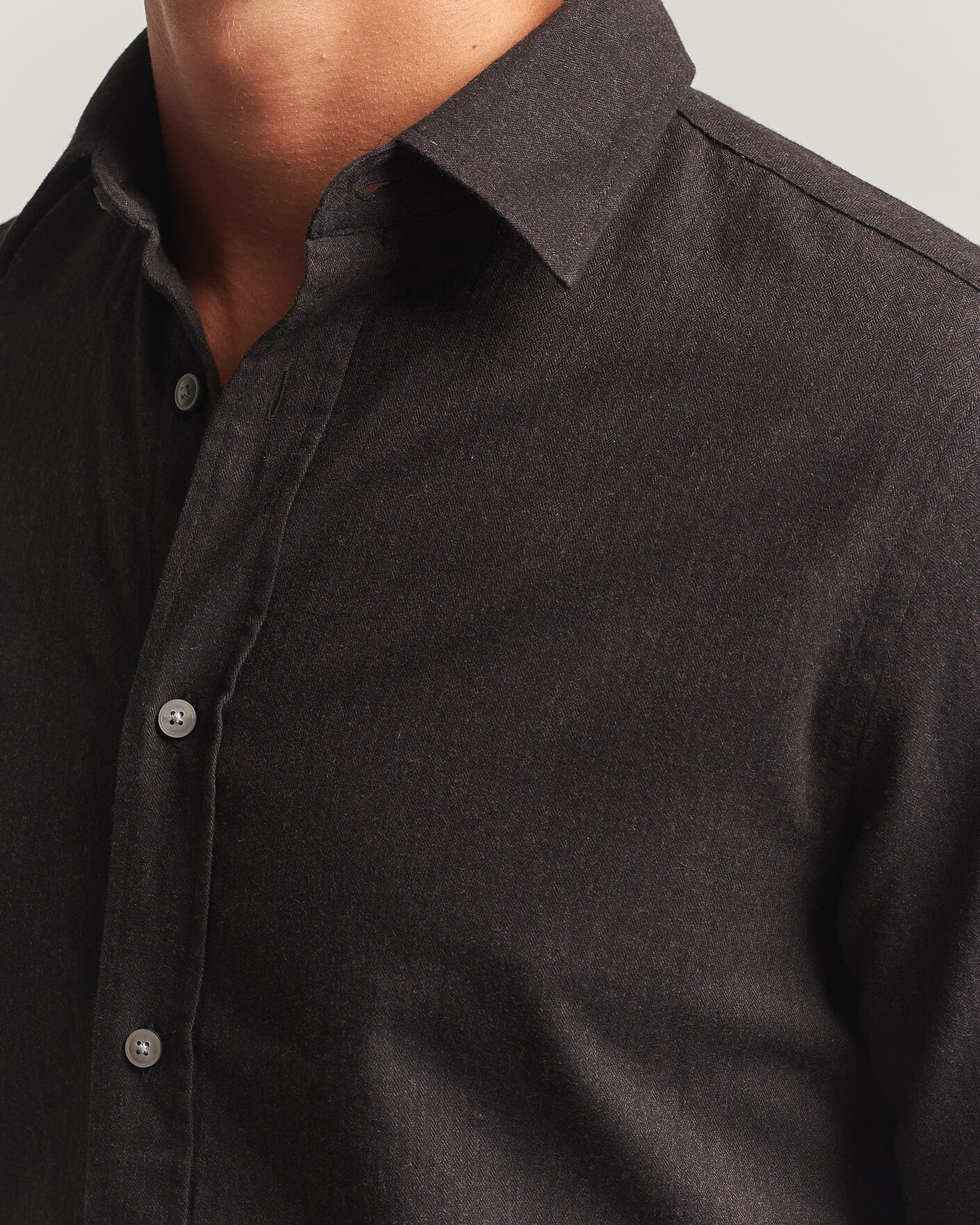 Homme | Chemises | Tiger of Sweden | Bjorn Brushed Cotton Shirt Espresso