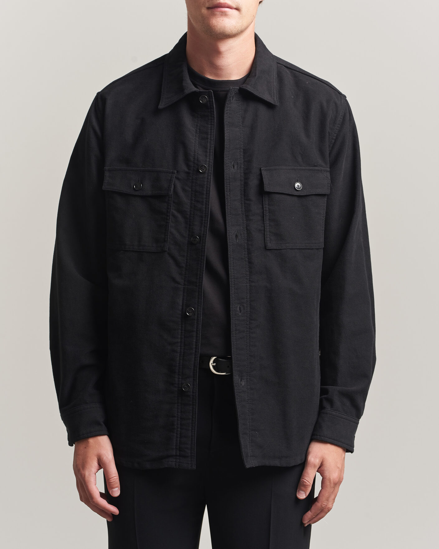 Homme | Chemises | Tiger of Sweden | Bishop Cotton Overshirt Black