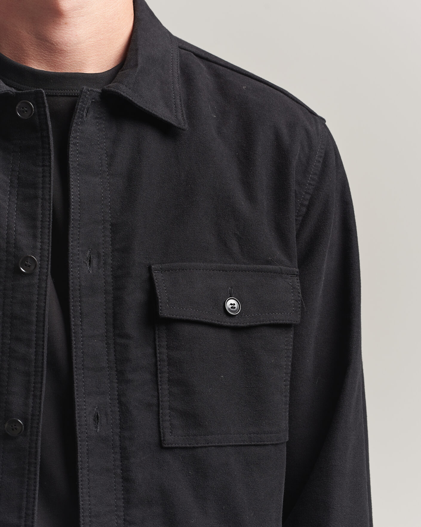 Homme | Chemises | Tiger of Sweden | Bishop Cotton Overshirt Black