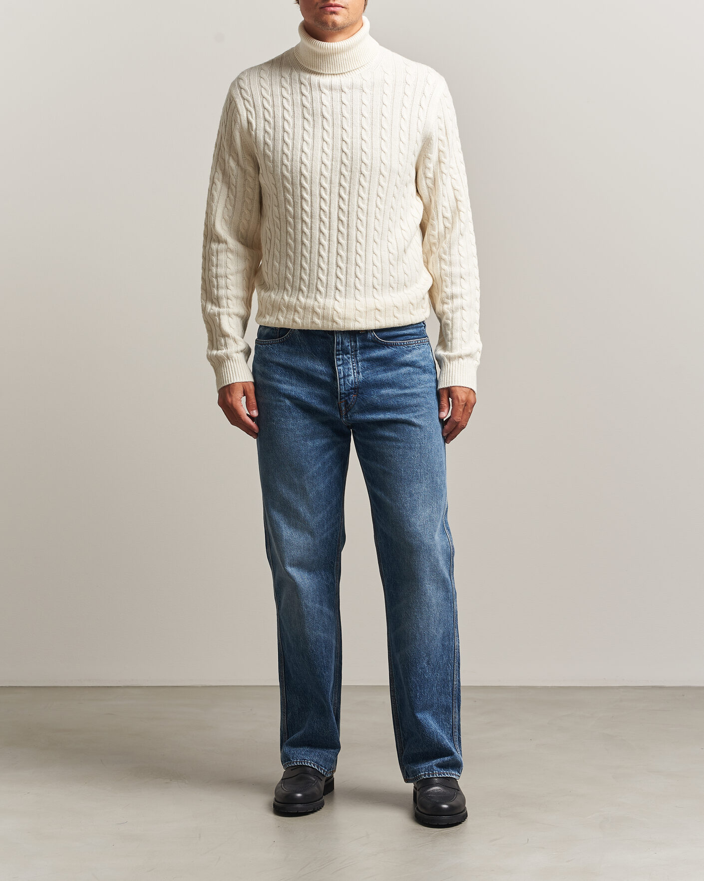 Homme | Pulls Et Tricots | Tiger of Sweden | Wilde Wool/Cashmere Cable Turtleneck Porcelain Cream