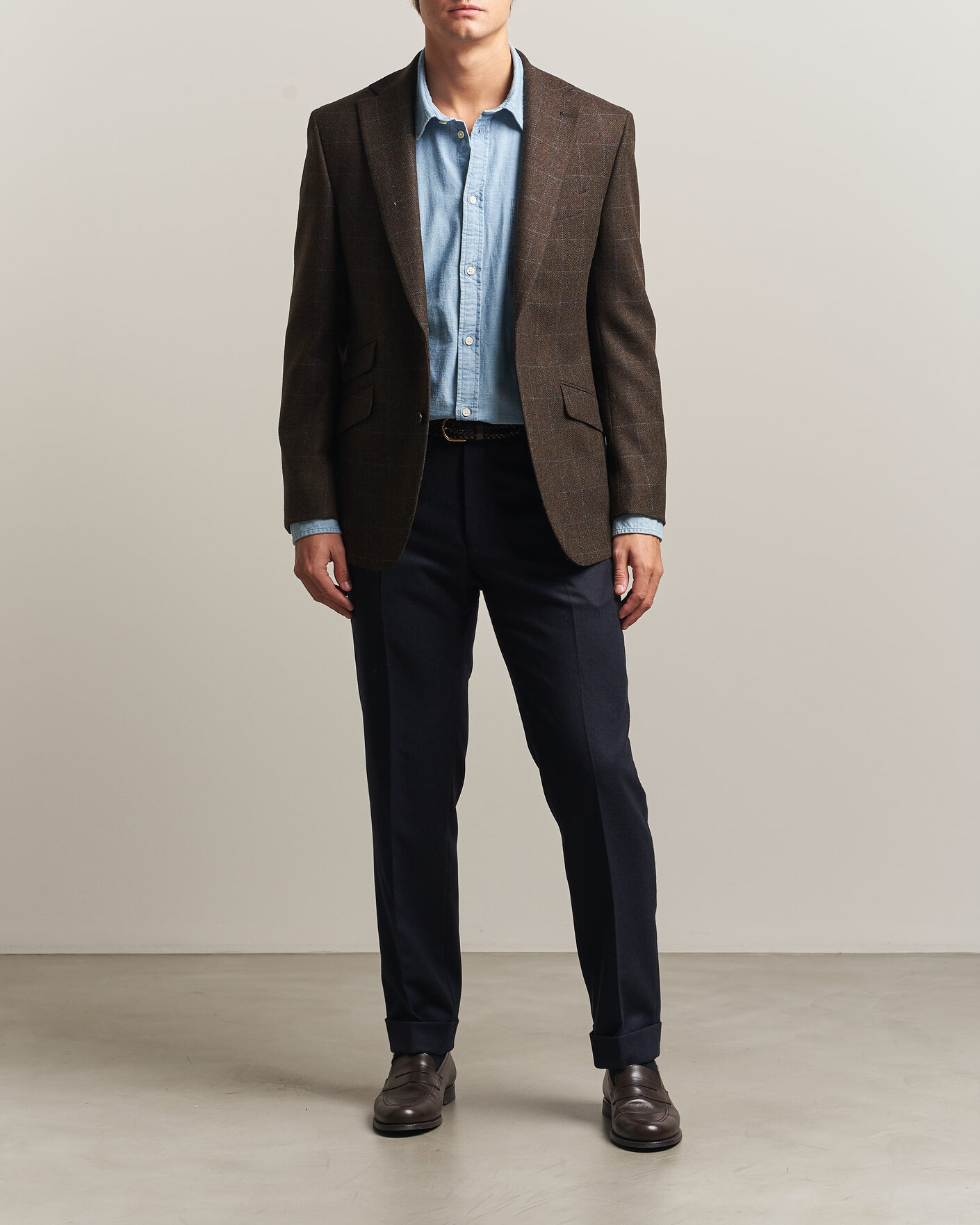 Homme | Blazers | Walker Slater | Edward Lambswool Windowpane Blazer Brown