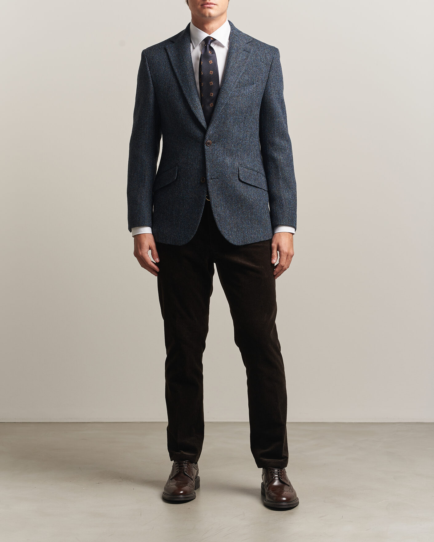 Homme | Blazers | Walker Slater | Edward Harris Tweed Herringbone Blazer Navy