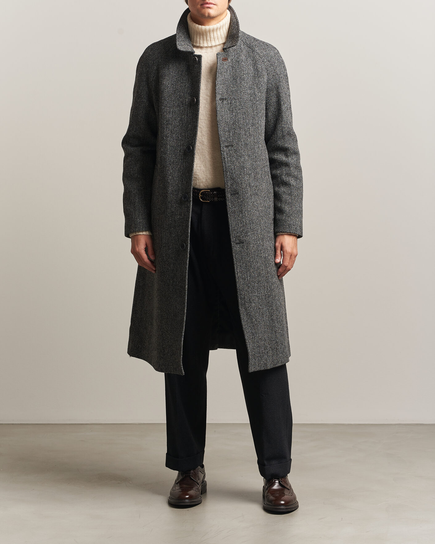 Homme | Manteaux Et Vestes | Walker Slater | Sherlock Harris Tweed Herringbone Coat Charcoal
