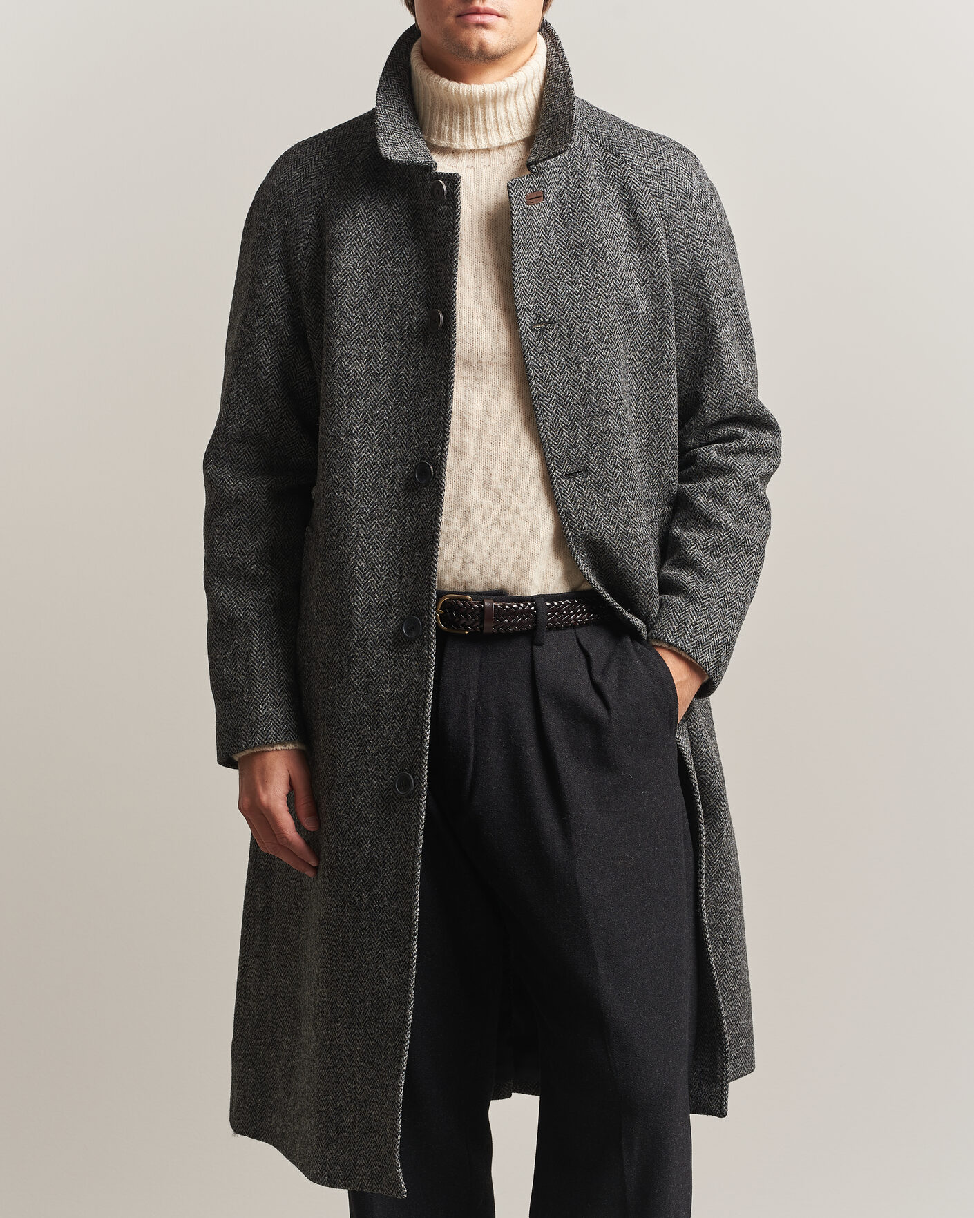 Homme | Manteaux Et Vestes | Walker Slater | Sherlock Harris Tweed Herringbone Coat Charcoal