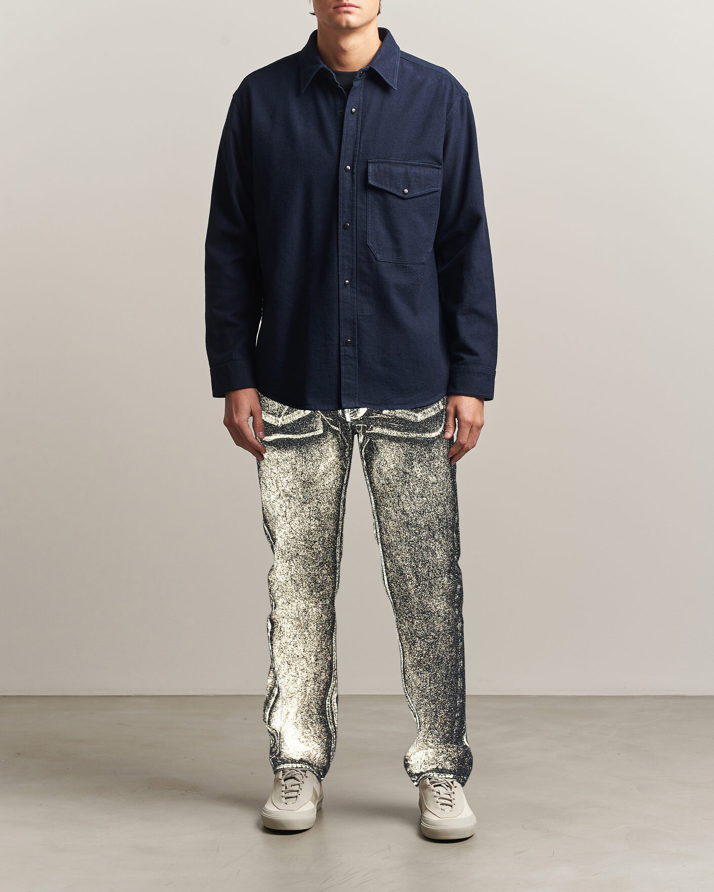 Homme | Jeans | Stone Island | Hand Sprayed Reflective Bull Denim Jeans Slate Blue