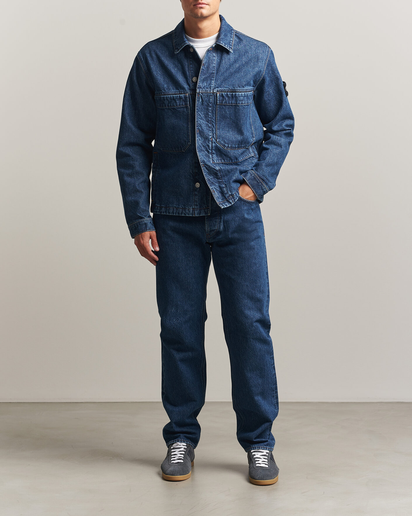 Homme | Manteaux Et Vestes | Stone Island | Indigo Denim Coach Jacket Blue Medium Wash