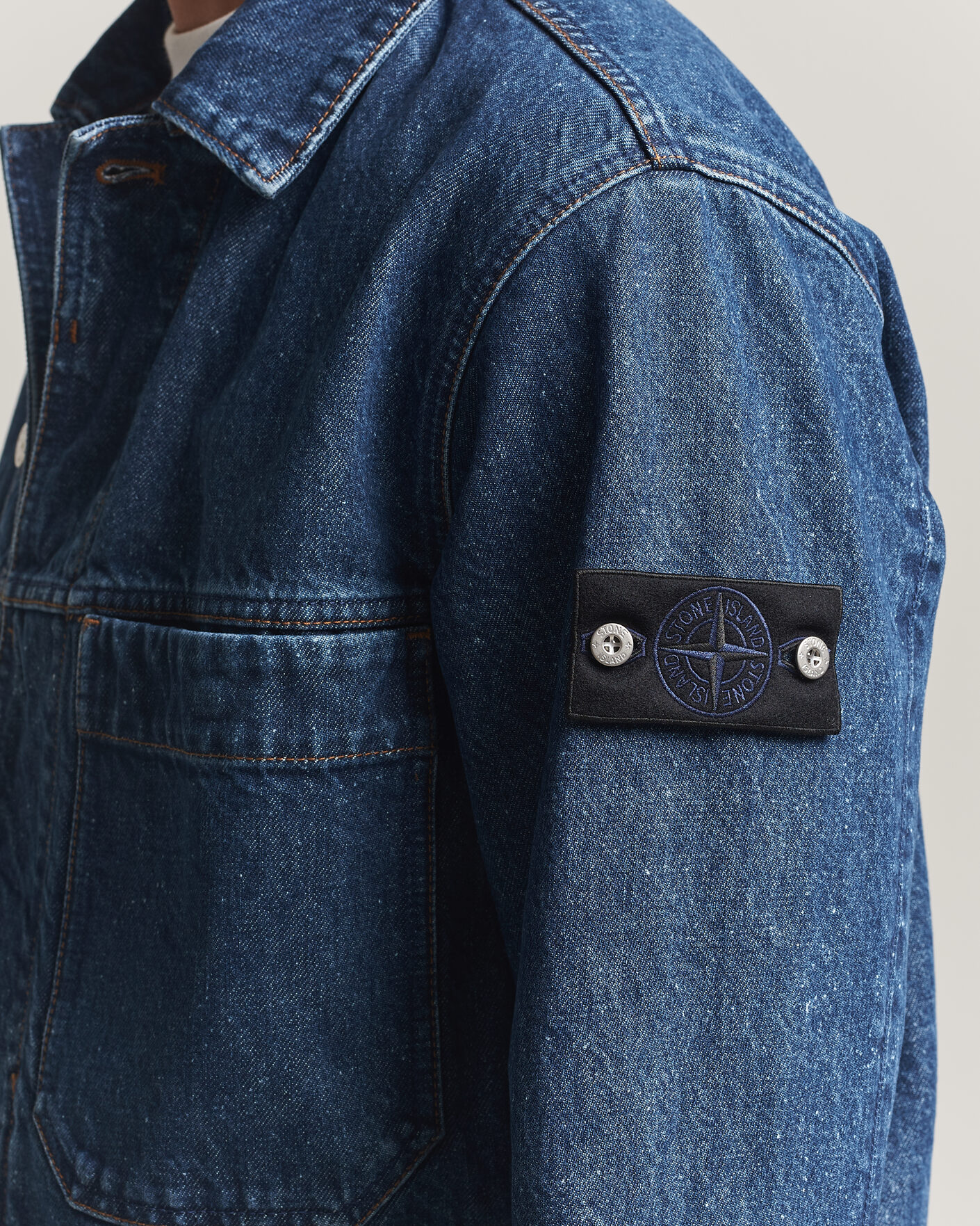 Homme | Manteaux Et Vestes | Stone Island | Indigo Denim Coach Jacket Blue Medium Wash
