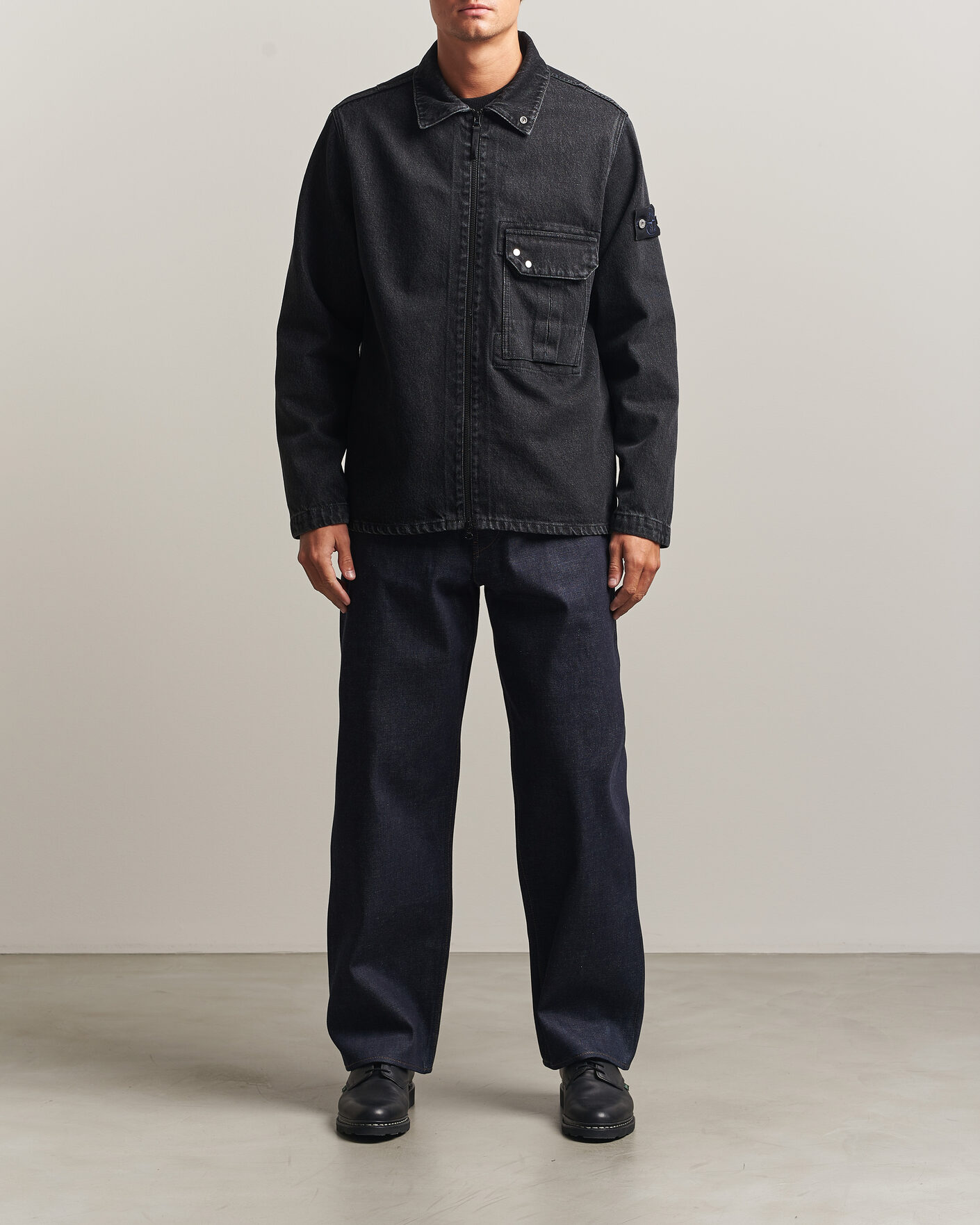 Homme | Chemises | Stone Island | Denim Overshirt Black Medium Wash