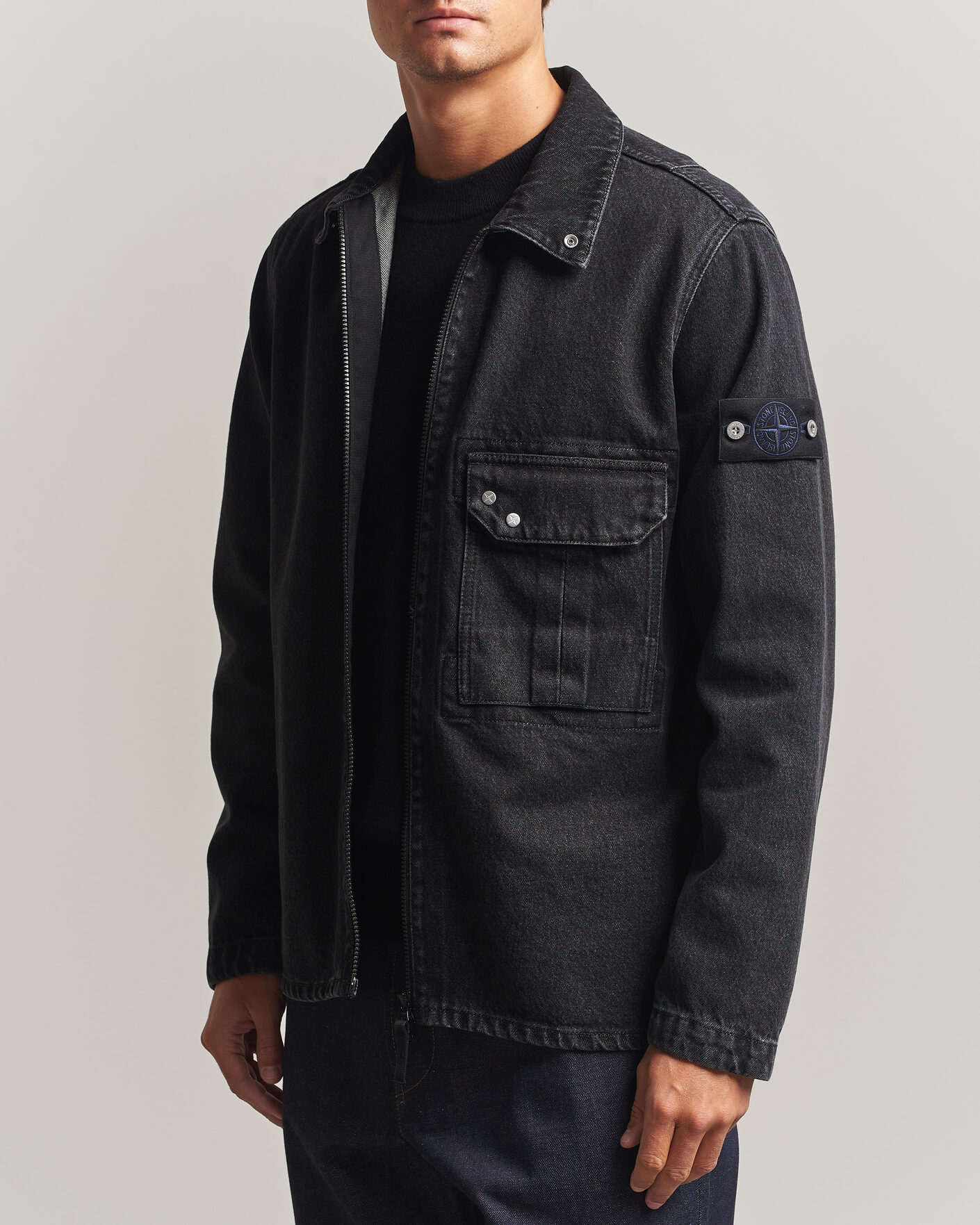 Homme | Chemises | Stone Island | Denim Overshirt Black Medium Wash
