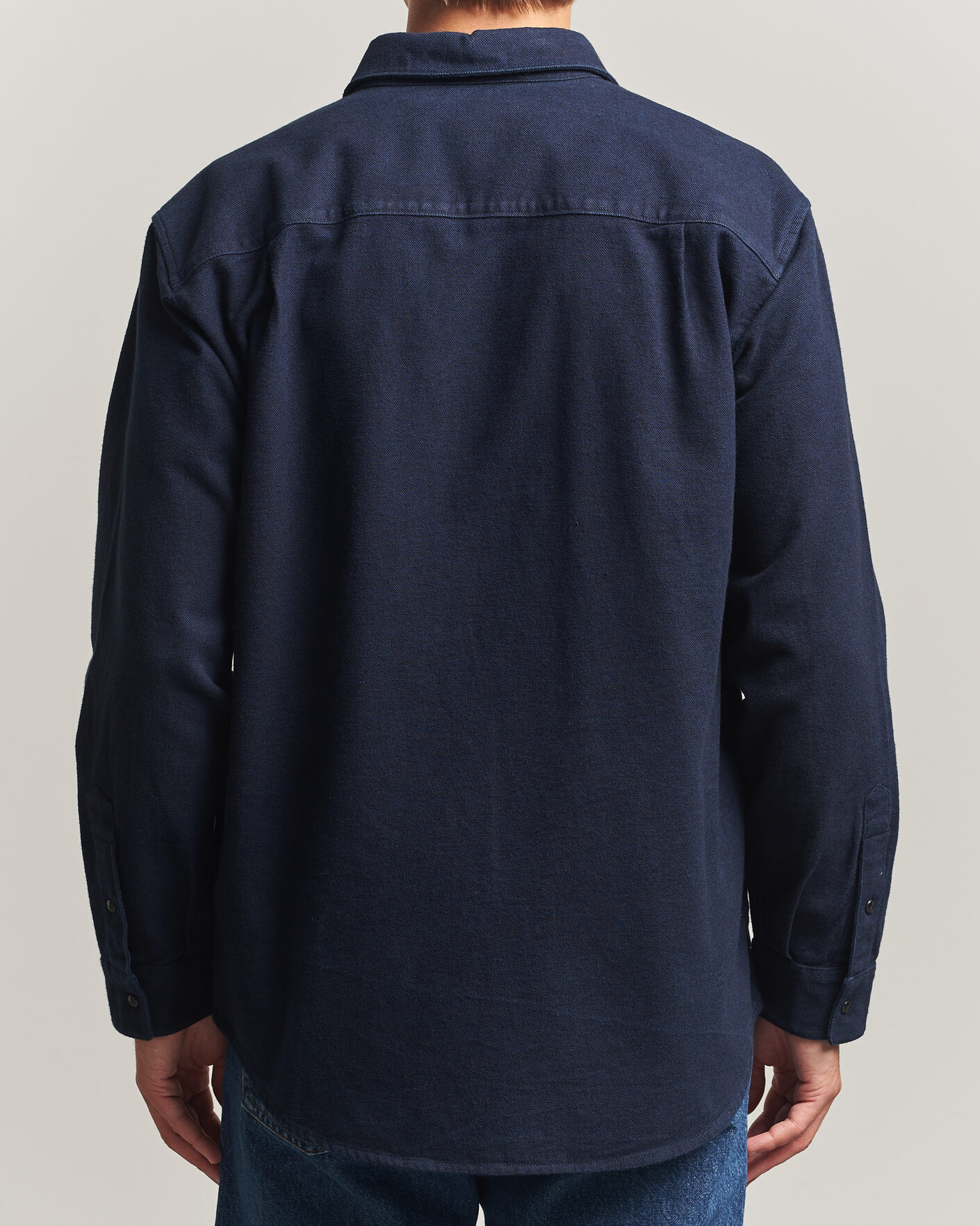 Homme | Chemises | Stone Island | Organic Cotton Flannel Denim Shirt Indigo