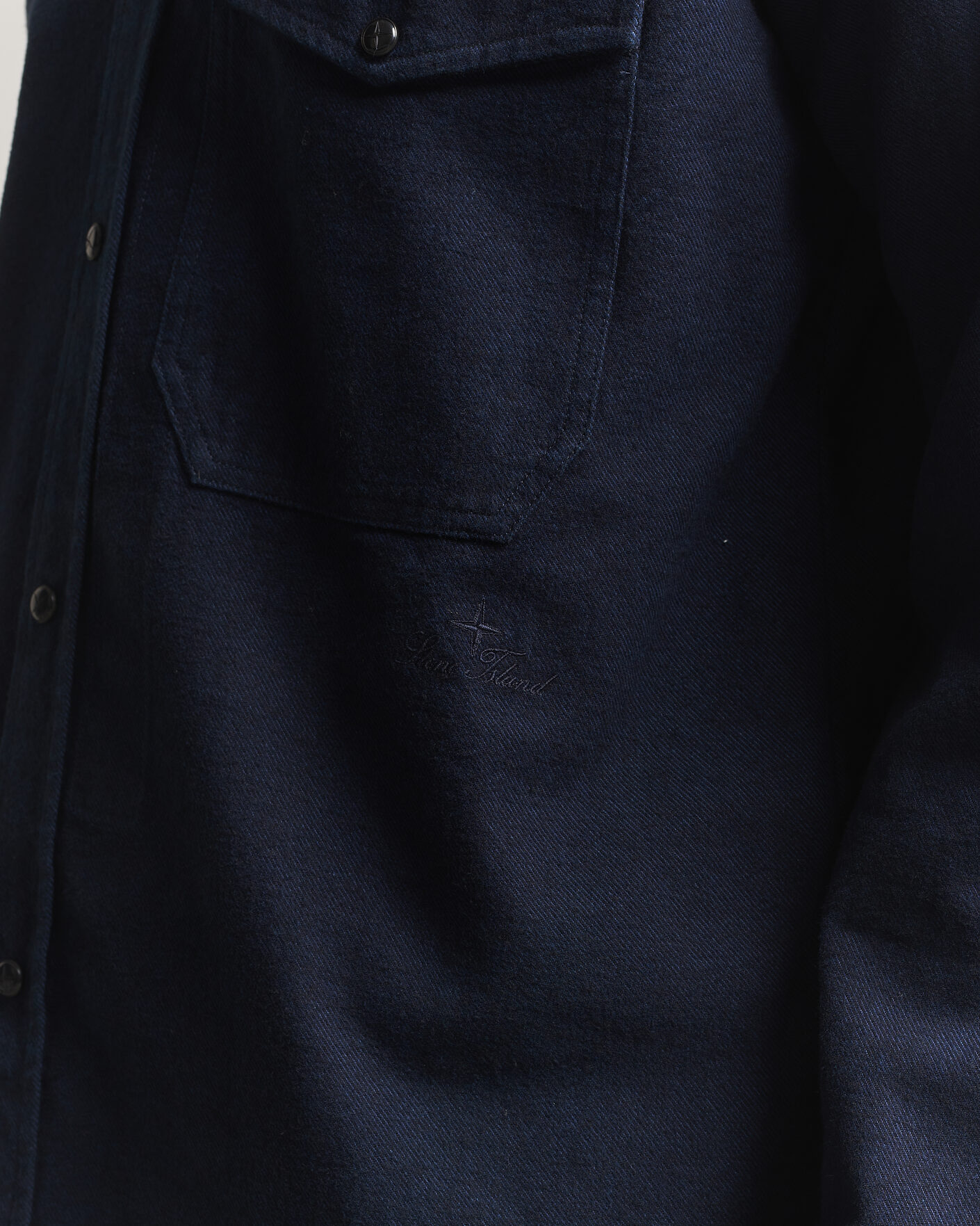 Homme | Chemises | Stone Island | Organic Cotton Flannel Denim Shirt Indigo