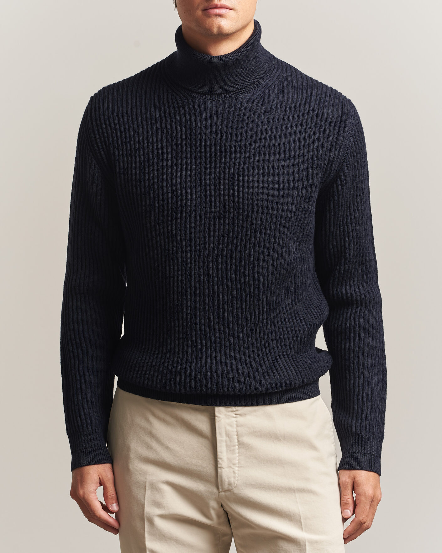 Homme | Pulls Et Tricots | Zanone | Fishermans Rib Rollneck Navy