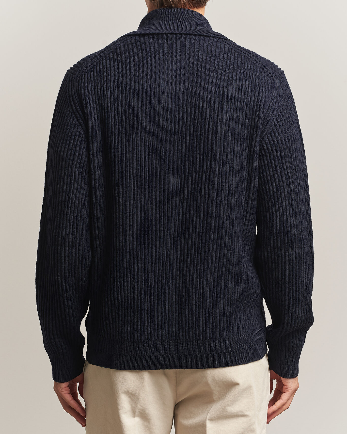 Homme | Pulls Et Tricots | Zanone | Fishermans Rib Full Zip Cardigan Navy